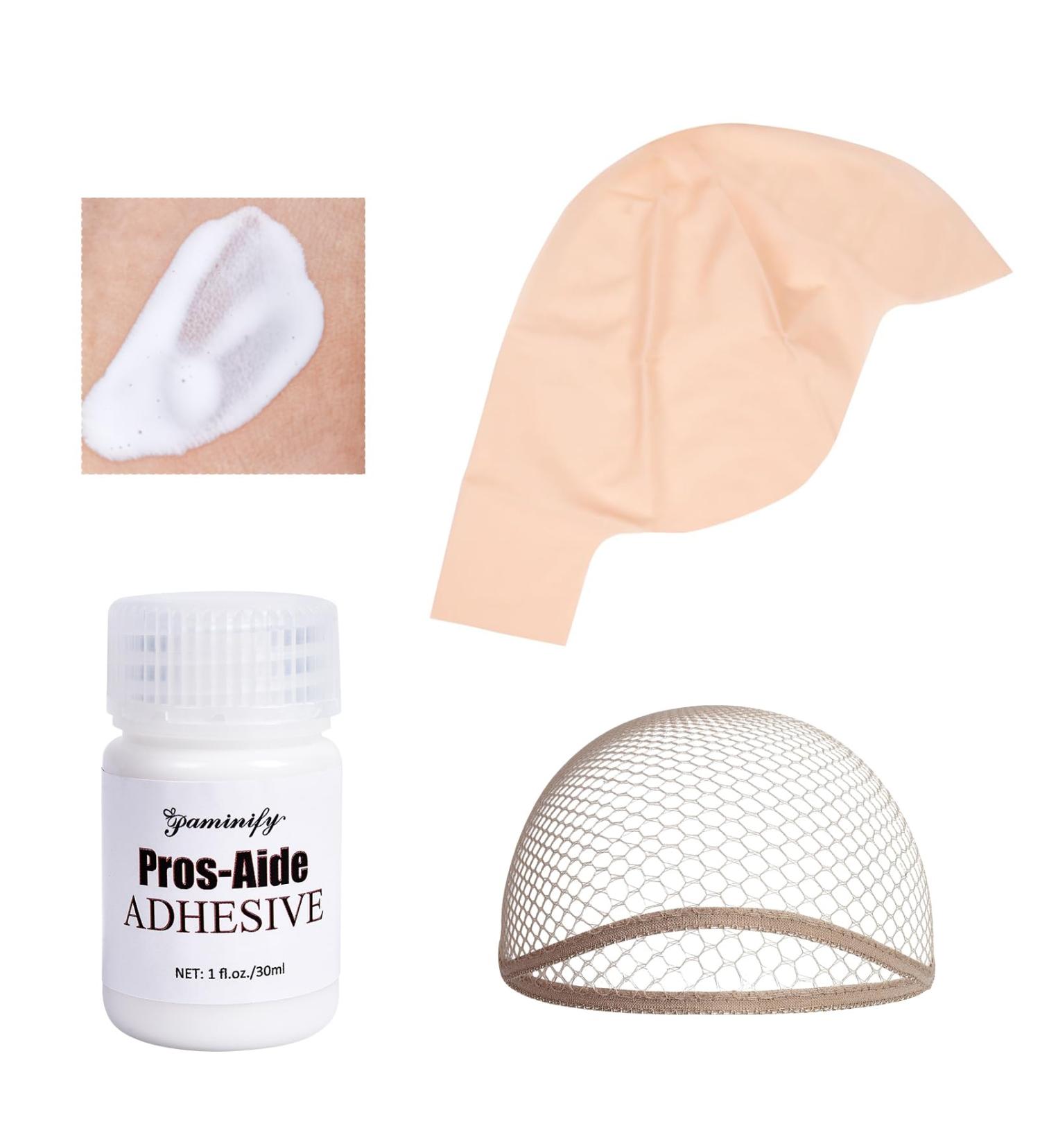 Professional Bald Cap SFX Makeup Kit - Skin Color Wig Cap with Water-Based Adhesive for Halloween Cosplay & Theater - Buy Online on SooperMarket.com
