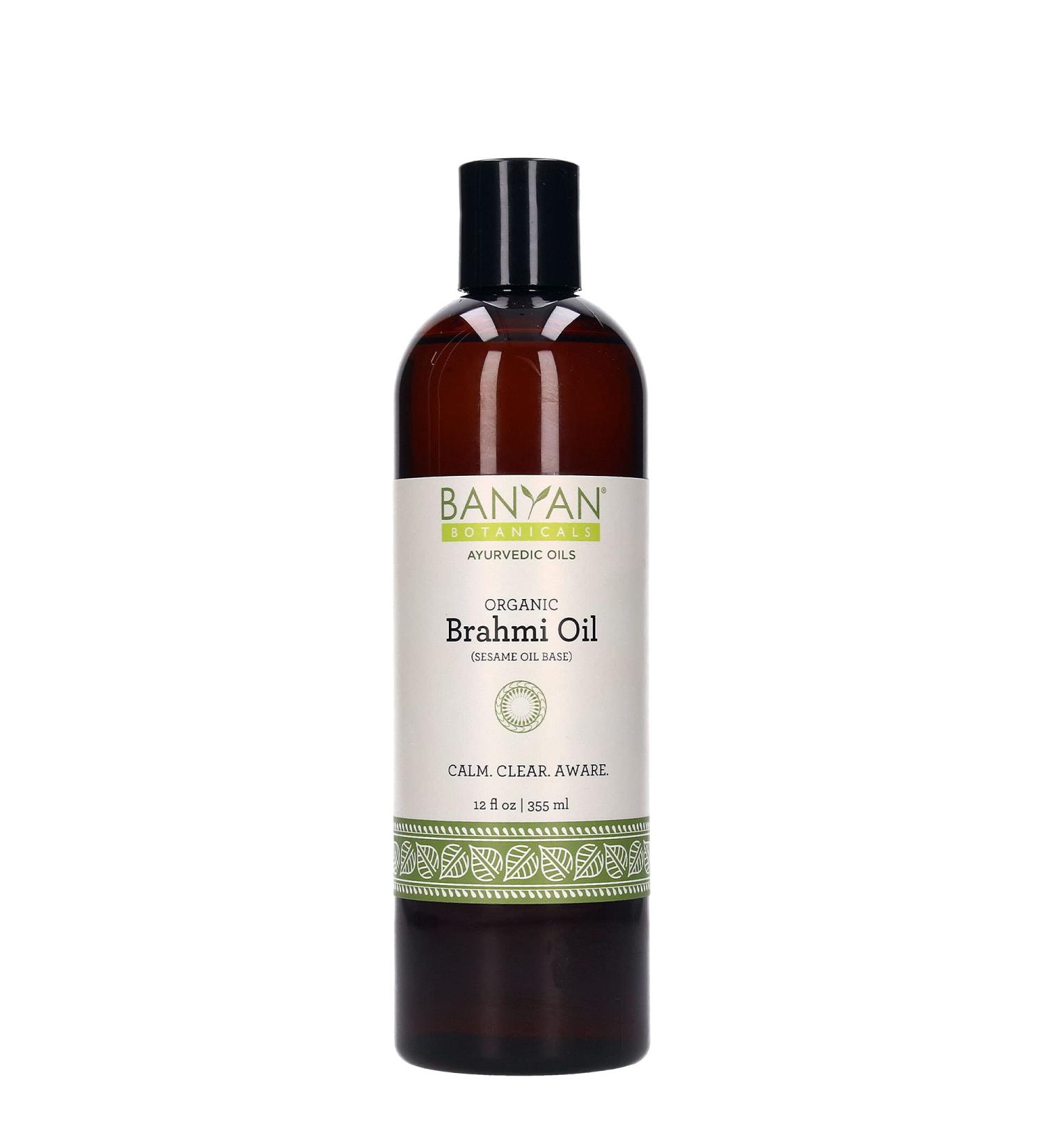 Banyan Botanicals Brahmi Oil 12 oz - USDA Certified Organic - Ayurvedic Skin & Hair Oil with Gotu Kola & Bacopa - Calms Mind - 12 Fl Oz - Buy Online on SooperMarket.com
