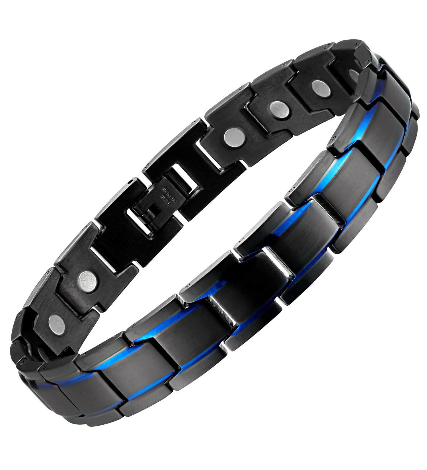 MagEnergy Black Titanium Steel Magnetic Bracelet for Men - Adjustable 8.5 inches - Buy Online on SooperMarket.com