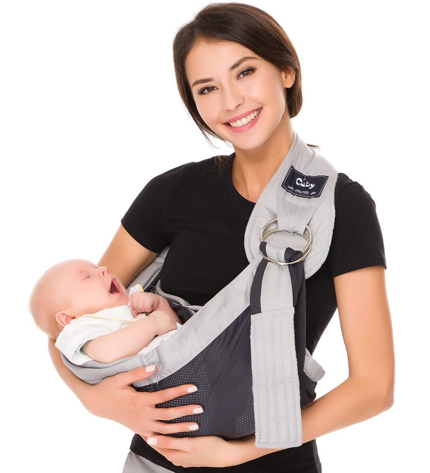 CUBY Portable Breathable Baby Wrap Sling | Quick Dry 3D Mesh Fabric | Adjustable Newborn to Toddler Carrier | Kangaroo Grey - Buy Online on SooperMarket.com