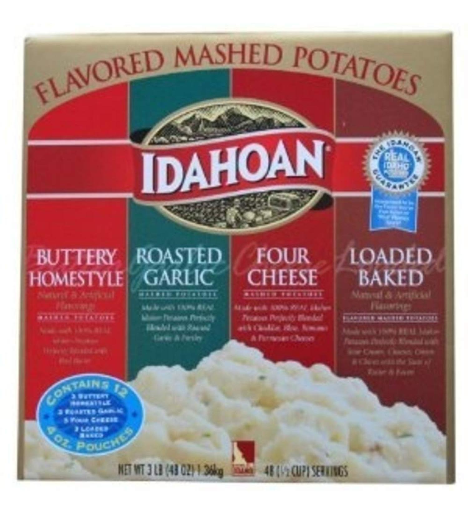 Idahoan Flavored Mashed Potatoes - Gluten-Free 100% Real Idaho Potatoes - Variety Pack of 12 Pouches (4 Servings Each) - Buy Online on SooperMarket.com