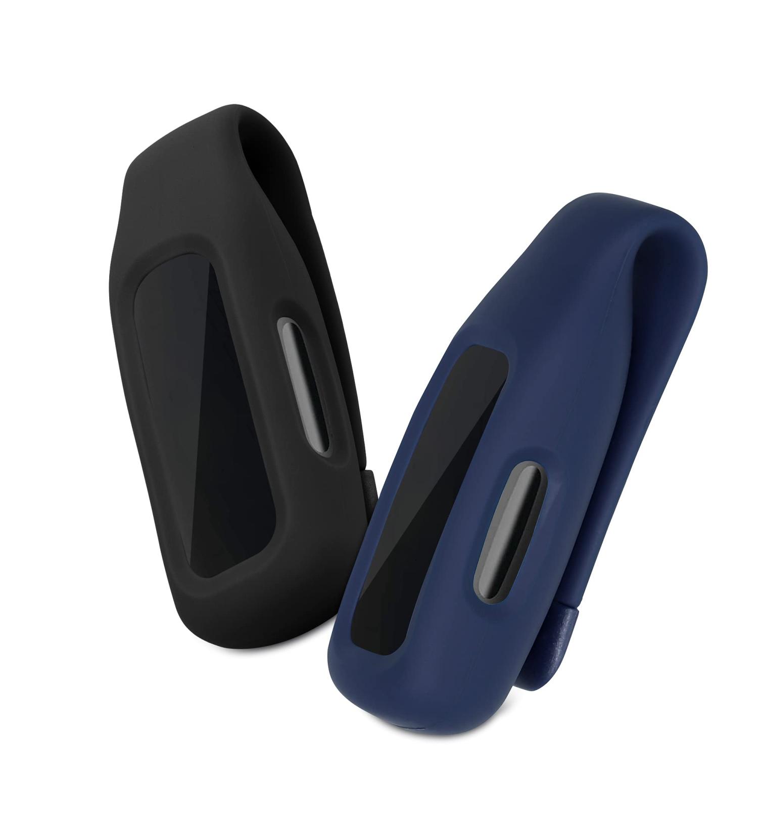 kwmobile 2X Clip Holders Compatible with Fitbit Inspire 3 / Inspire 2 / Ace 3 - Clip-On Holder Replacement Set - Black/Dark Blue black / dark blue - Buy Online on SooperMarket.com