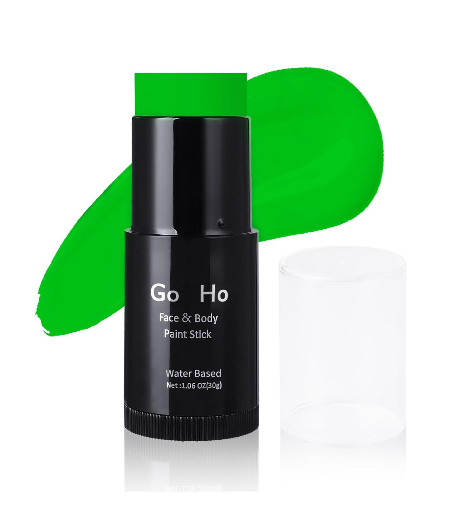 Go Ho Water Based Green Face Paint Stick (1.06 Oz) - Washable Cream Body Paint for Grinch Costume Makeup | Full-Coverage SFX Cosplay and Theater Makeup Stick - Halloween Essential - Buy Online on SooperMarket.com