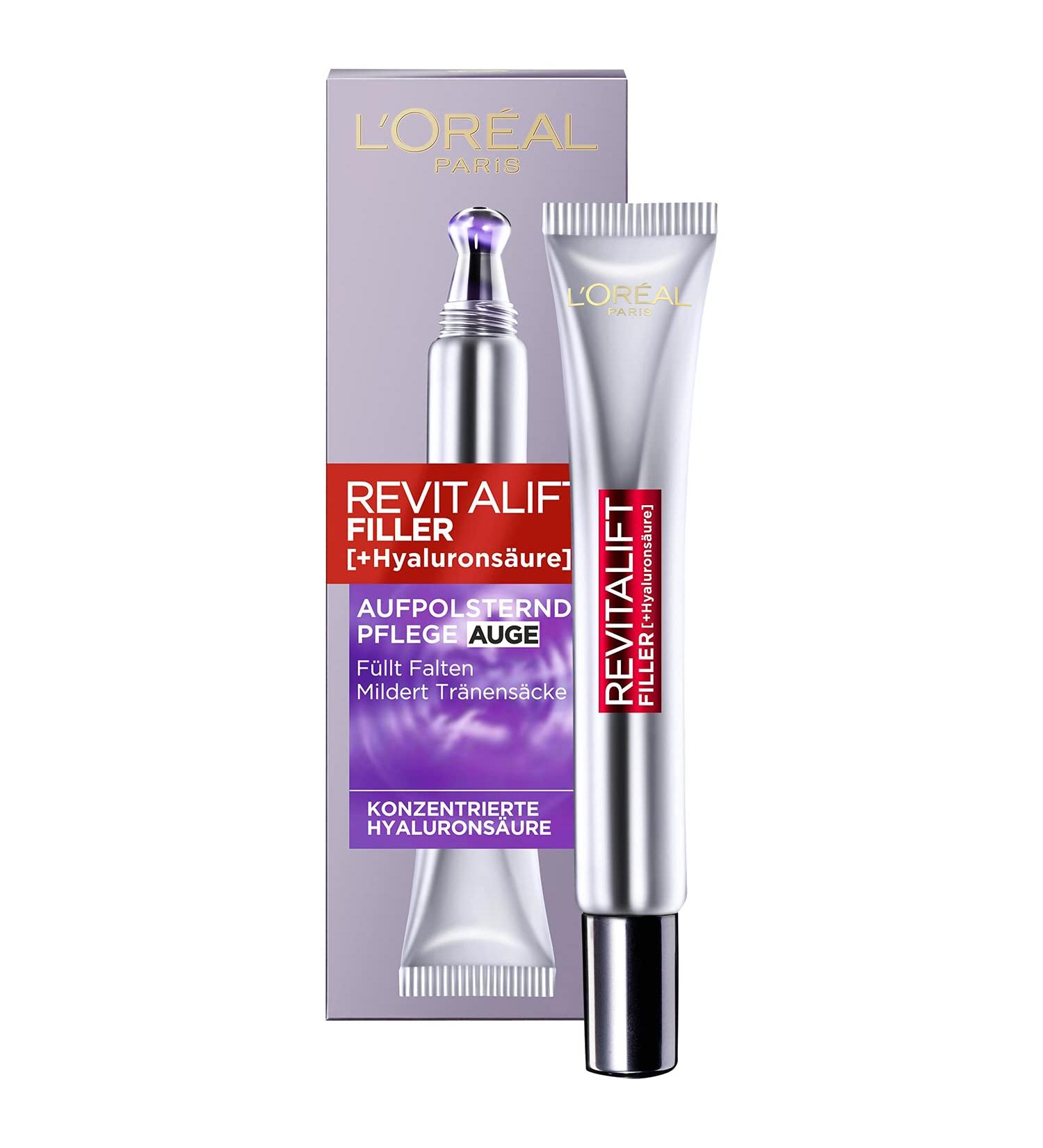 L'Or al Paris Hyaluron Eye Care | Revitalift Filler Anti-Aging Eye Cream with Hyaluronic Acid | 2 x 15 ml | Double Applicator Tip - Shop Internationally! - Buy Online on SooperMarket.com