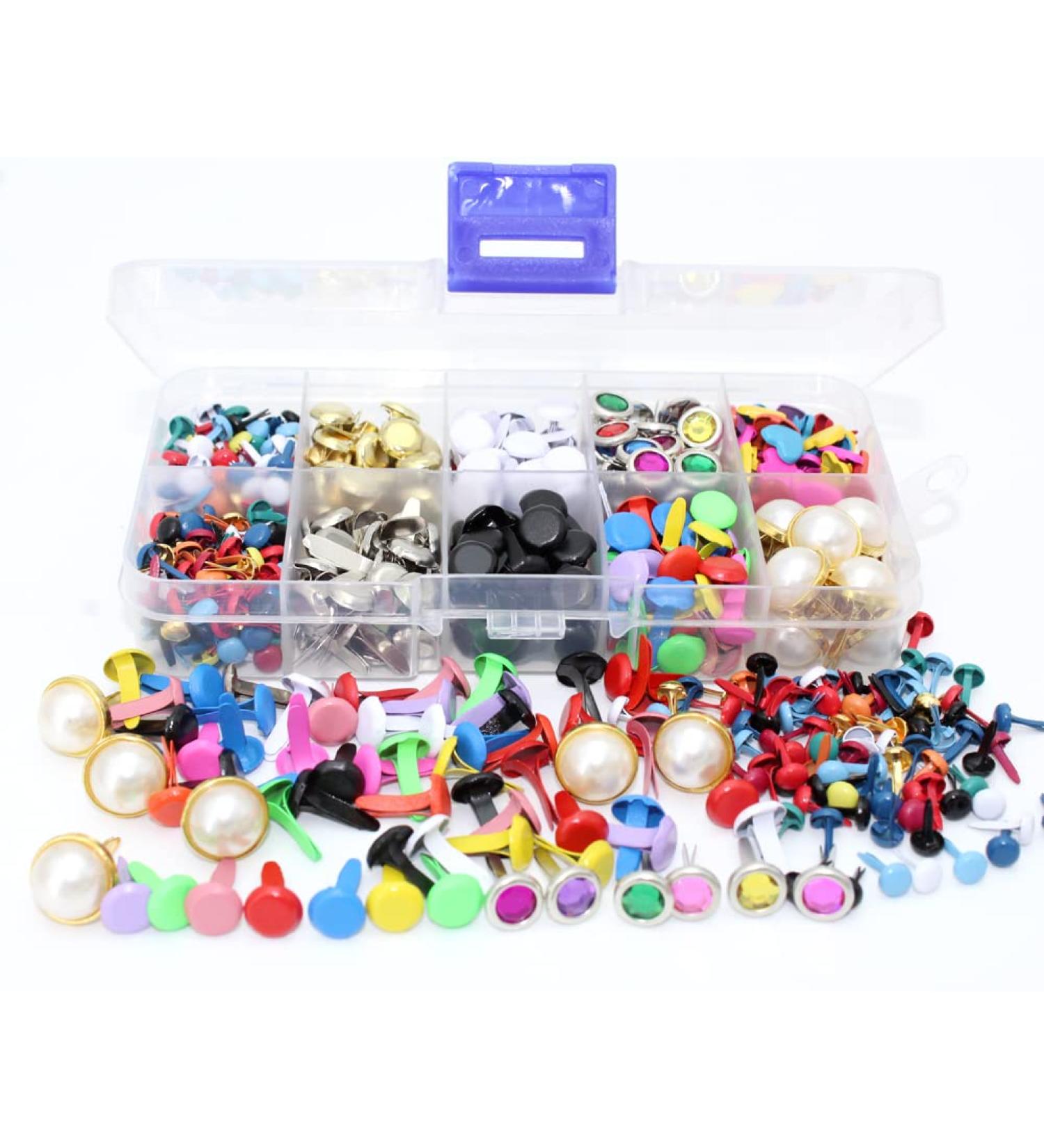 500Pcs Mixed Color Metal Brads Kit for Scrapbooking, Paper Crafts & DIY Projects - Buy Online on SooperMarket.com