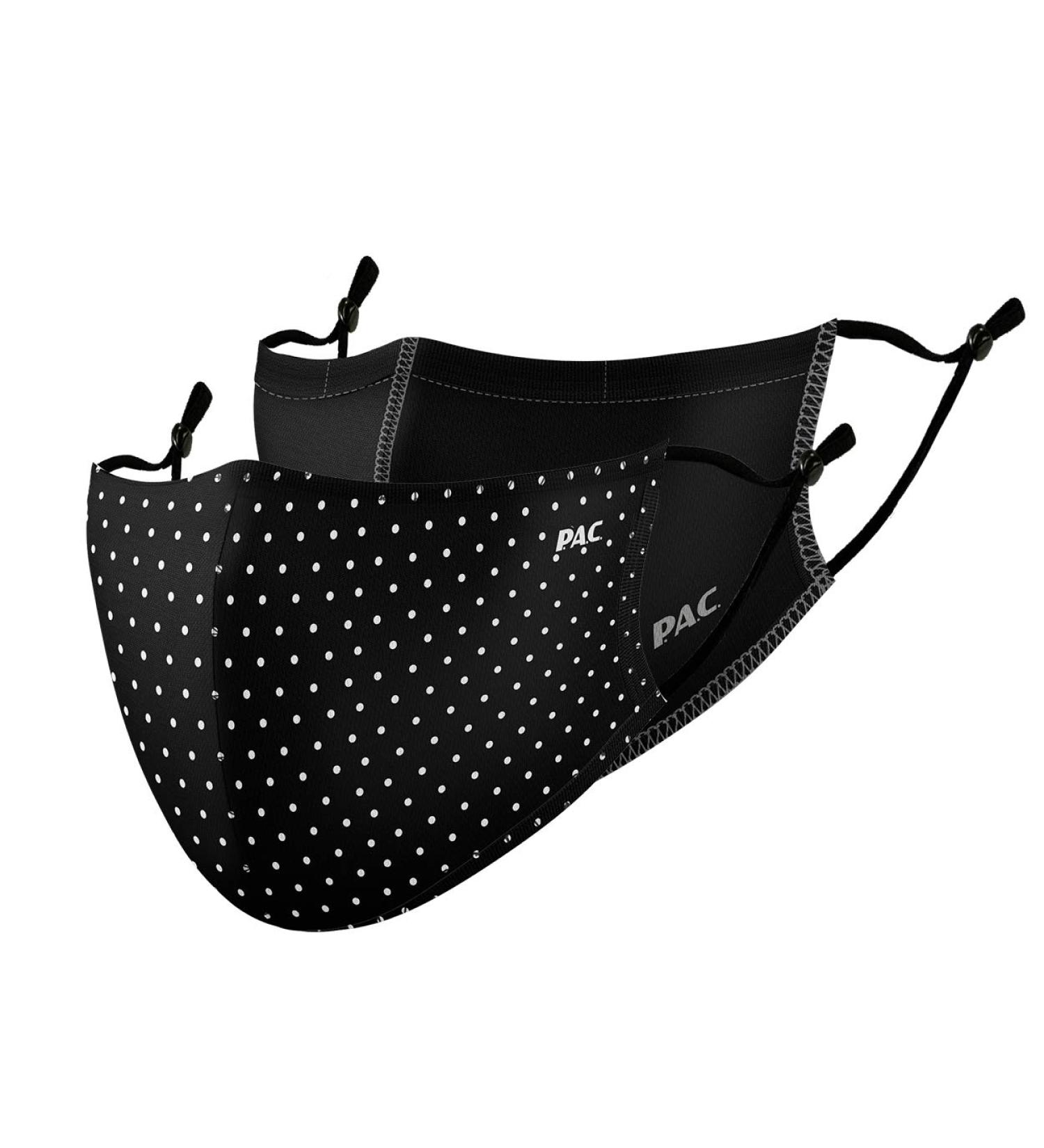 P.A.C. Lightweight 2-Pack Premium Reusable Masks | Washable Mouth & Nose Mask | Oeko-Tex 100 | Everyday Use in White Dots & Total Black - Buy Online on SooperMarket.com