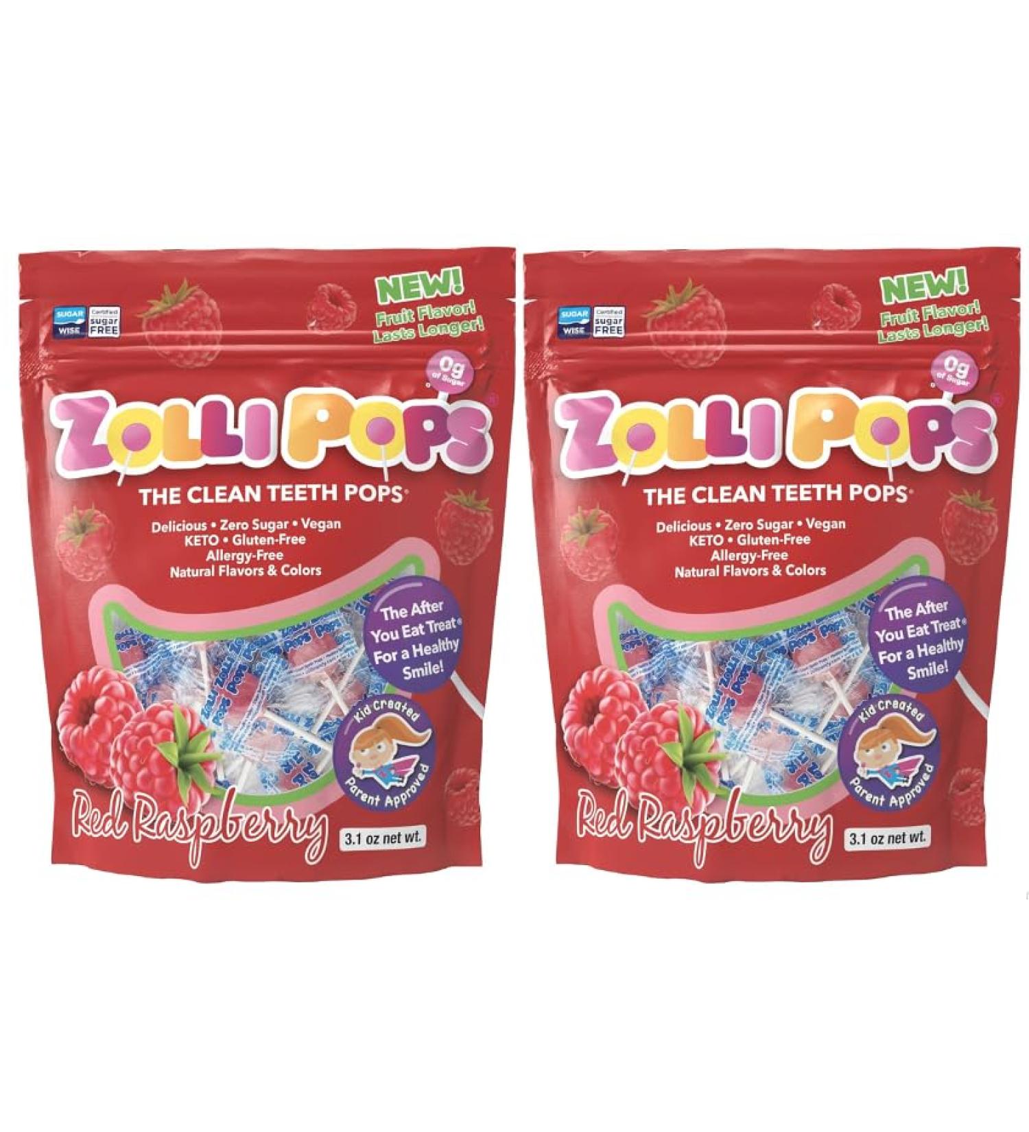 Zollipops The Clean Teeth Pops Anti Cavity Lollipops RASPBERRY Pack of 2 - Buy Online on SooperMarket.com