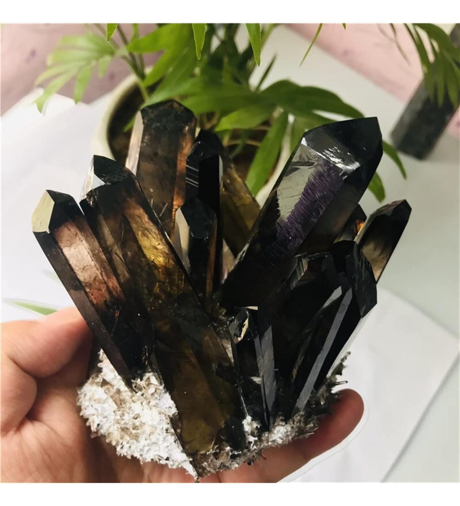 400-500g Hot Quartz Cluster Natural Cairngorm s Flowers Smoky Quartz ClusterCan be Used for HOMEZHOU - Buy Online on SooperMarket.com