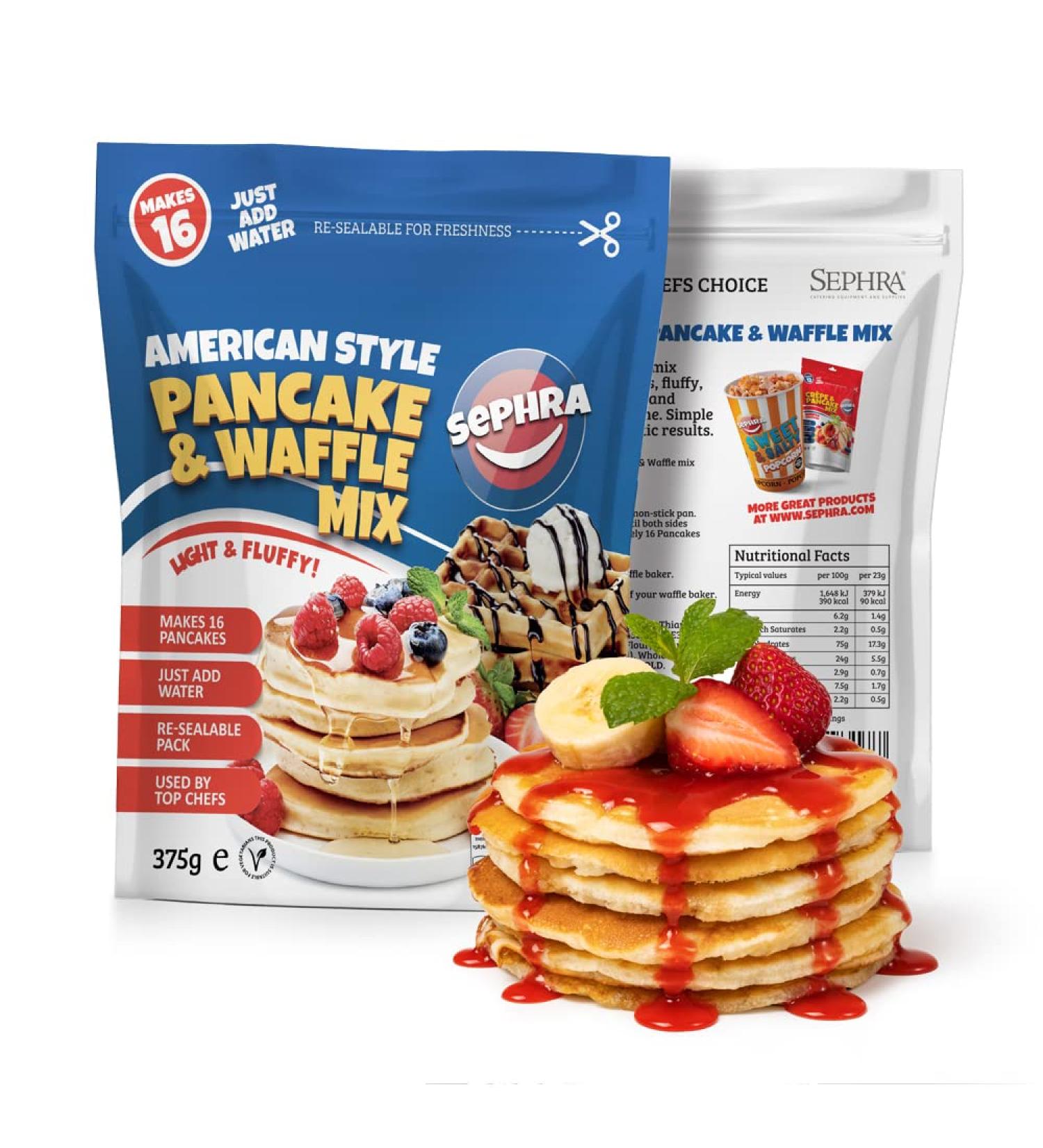 Sephra Luxury Waffle and Pancake Mix 375g Bag - Just Add Water, Perfect for American, Bubble, Belgian, and Stick Waffles - 1 Pack - Buy Online on SooperMarket.com