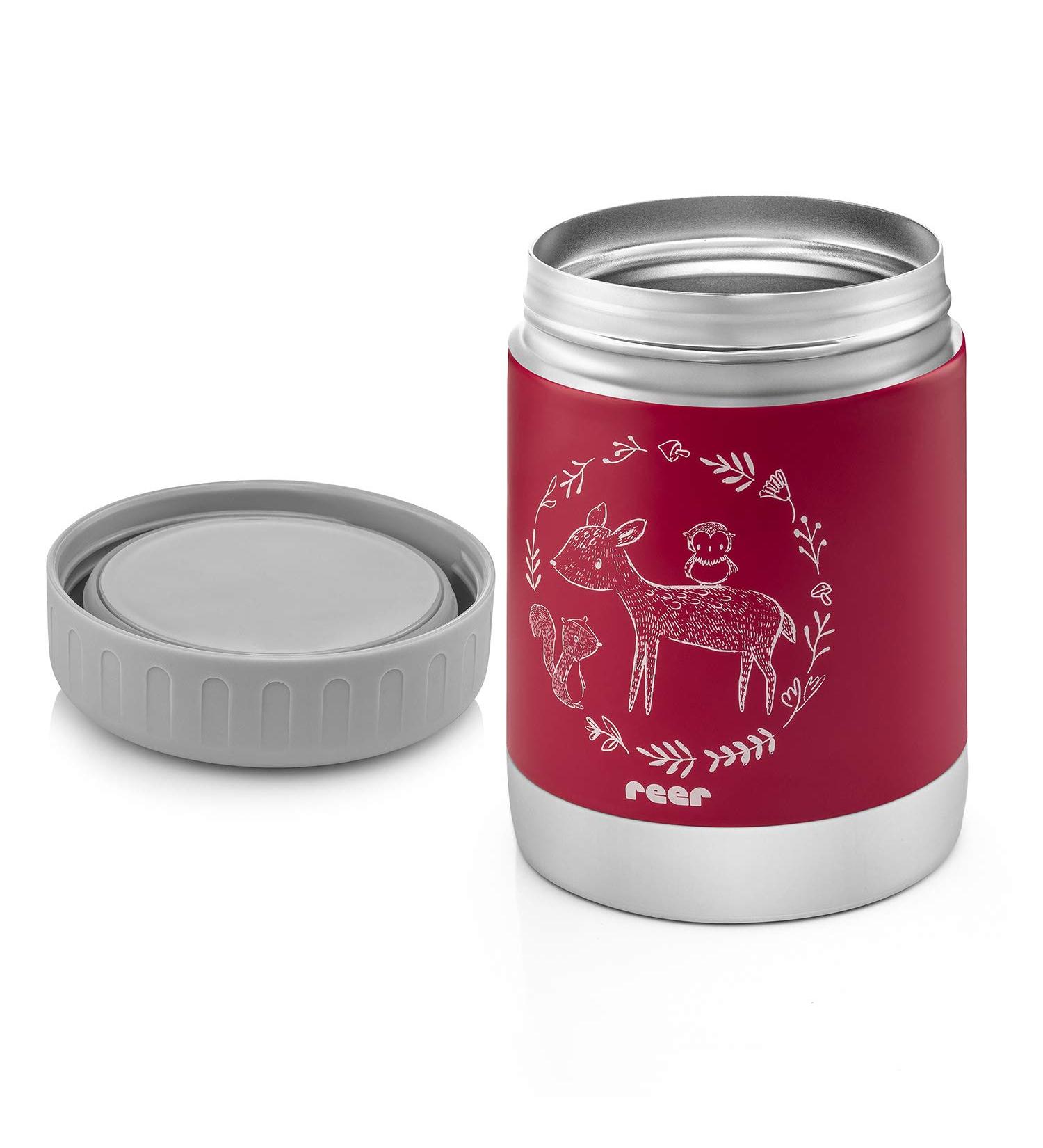 Reer Stainless Steel Warming Box for Baby Food - 300ml Berry Red | Anti-Slip Base | International Shipping - Buy Online on SooperMarket.com
