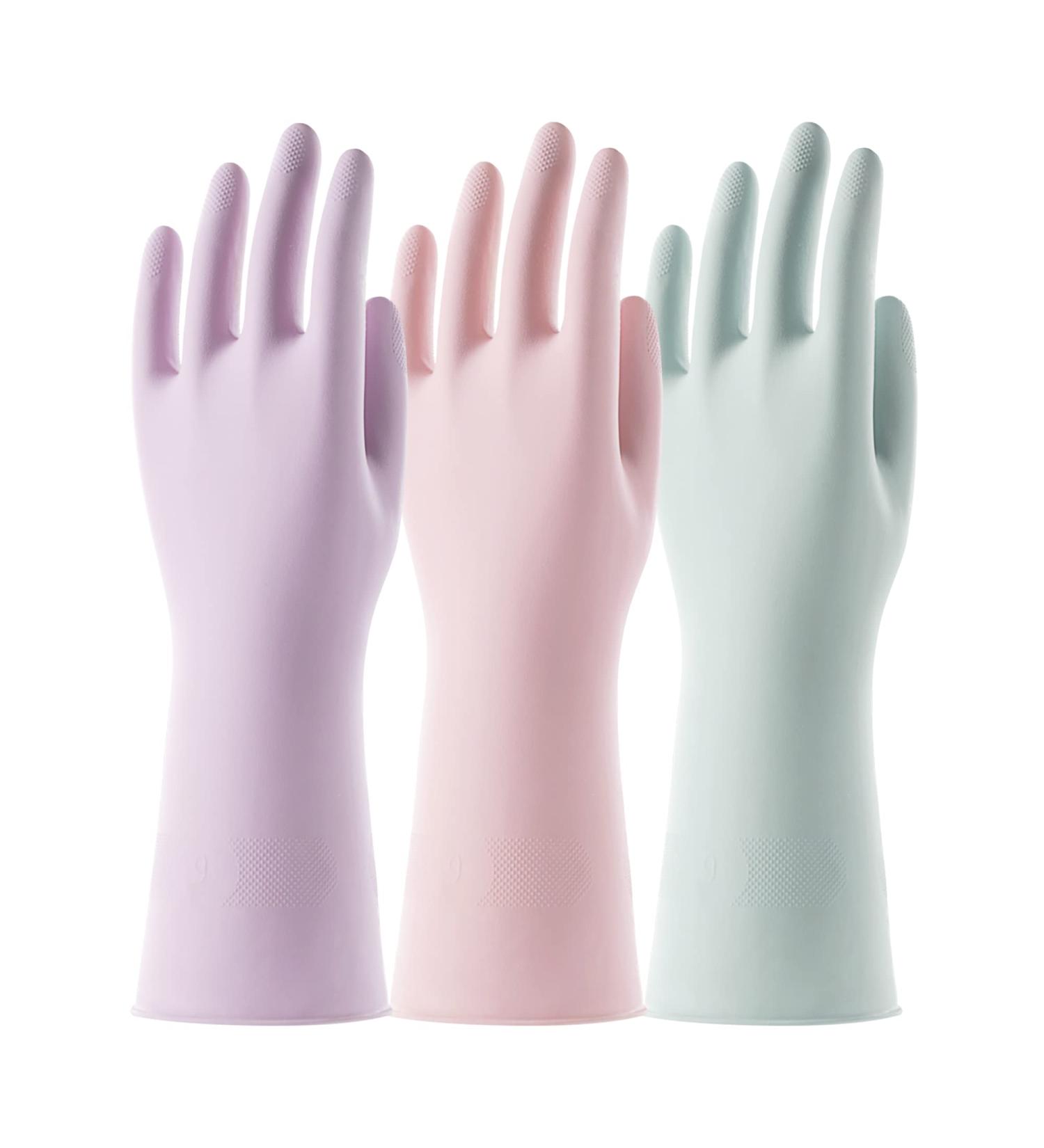 Cool Job Reusable Household Gloves - 3 Pairs of Fragrant Non-Slip Waterproof Cleaning Gloves (Size L) - Purple Rose Sage - Buy Online on SooperMarket.com