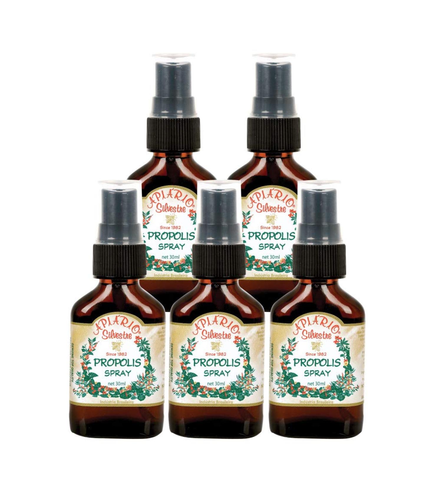 Immune booster/ Immune System Support/ Sore Throat/ Great for Cold & Flu Symptoms - Official Distributor - 5 bottles of Apiario Silvestre Brazilian Green Bee Propolis Spray Glycolic Extract-Non Alcoholic Wax Free Sugar Free - Buy Online on SooperMarket.com