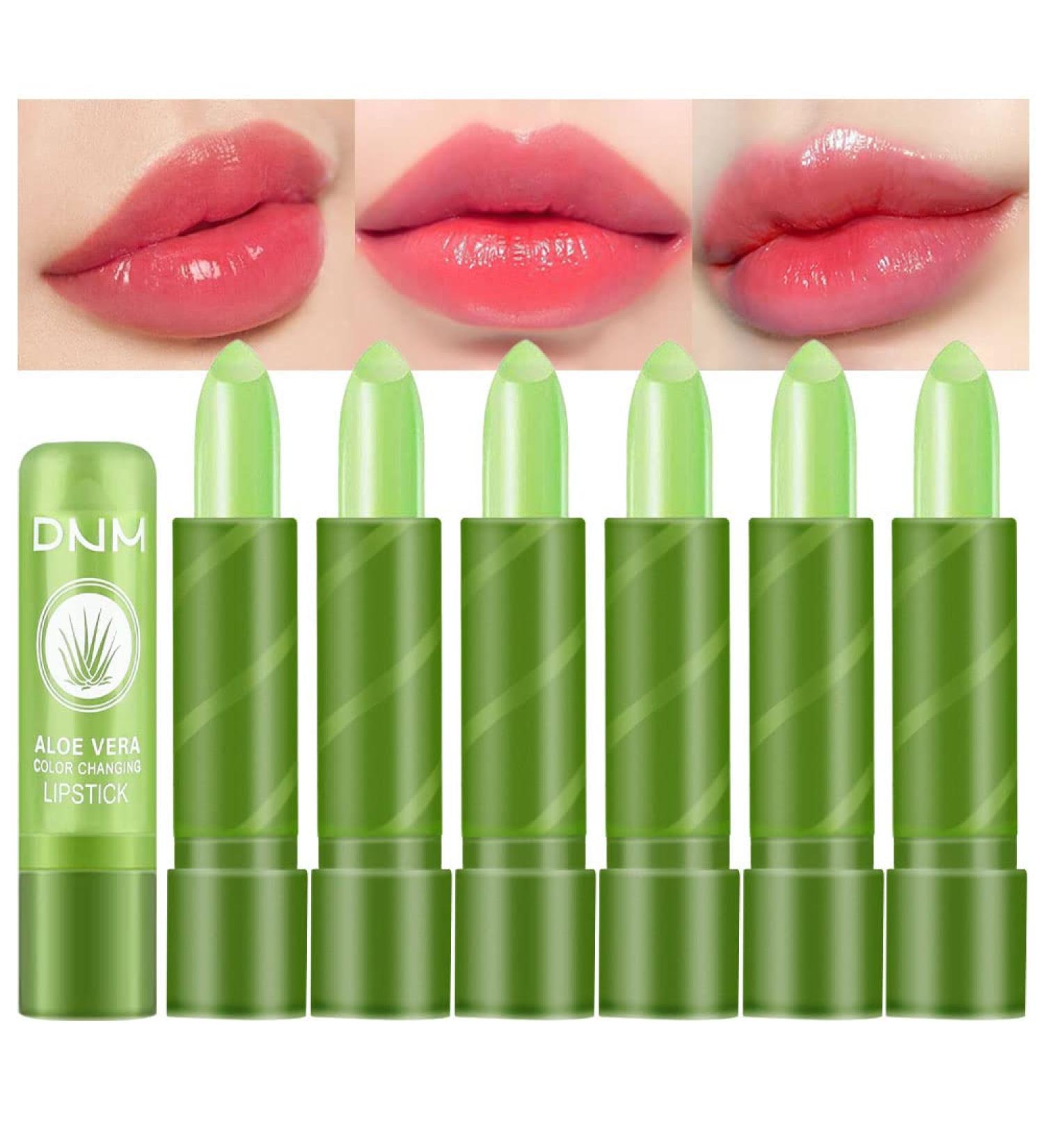 6Pcs Aloe Vera Tinted Lip Balms PH Lip Color Changing Lipstick Set - Long Lasting Korean Mood Lip Tint Gloss for Women & Girls - Buy Online on SooperMarket.com