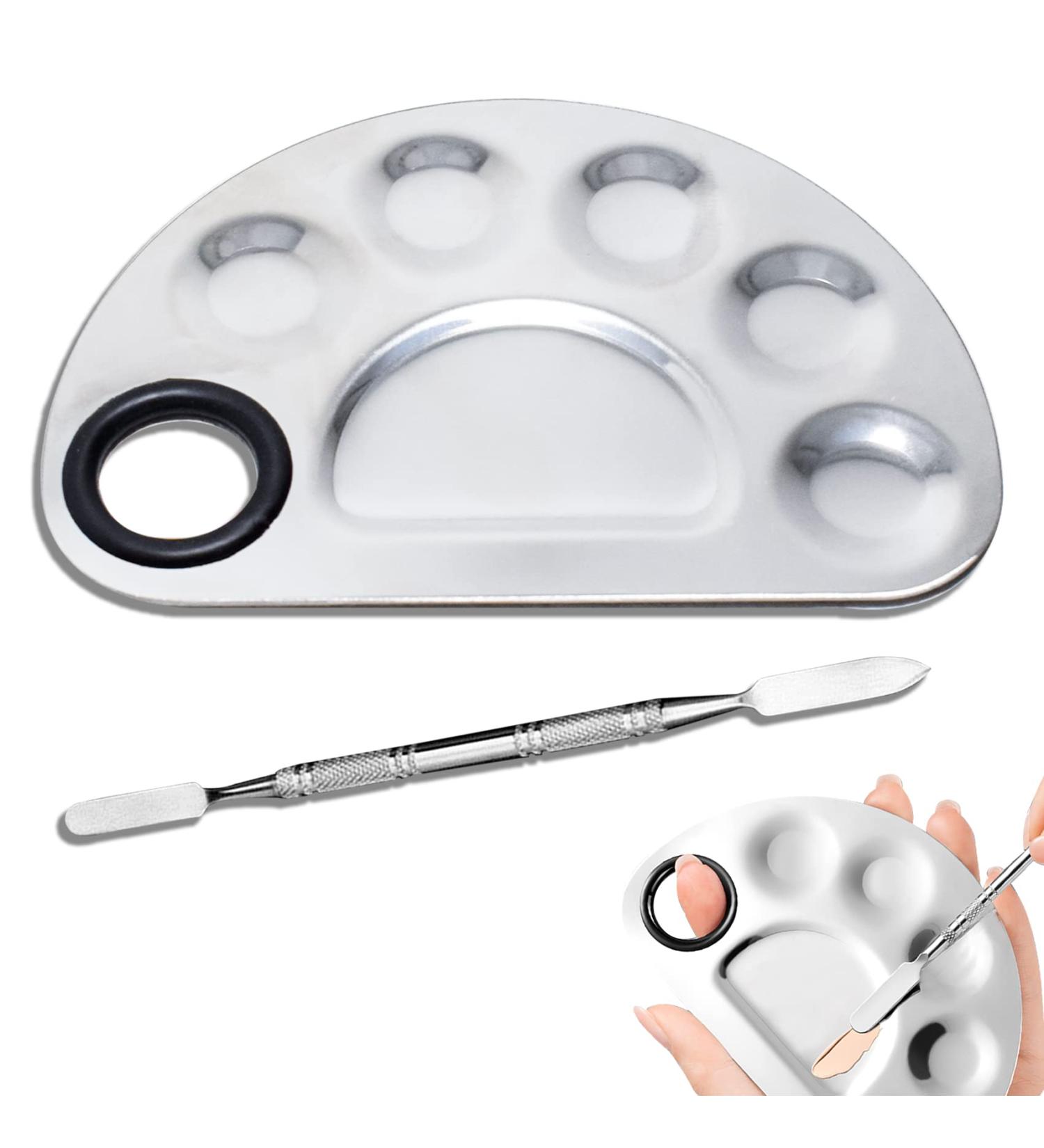 Stainless Steel Makeup Mixing Palette & Spatula Tool for Foundation & Nail Art - Lightweight Artist Tool for Cosmetic Mixing - Buy Online on SooperMarket.com
