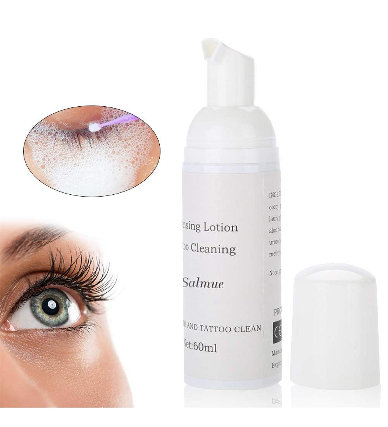 60ml Foam Eyelash Cleaner & Eyelid Cleanser - Vegan & Oil-Free Makeup Remover for Eyelash Extensions, Allergy-Friendly - Buy Online on SooperMarket.com