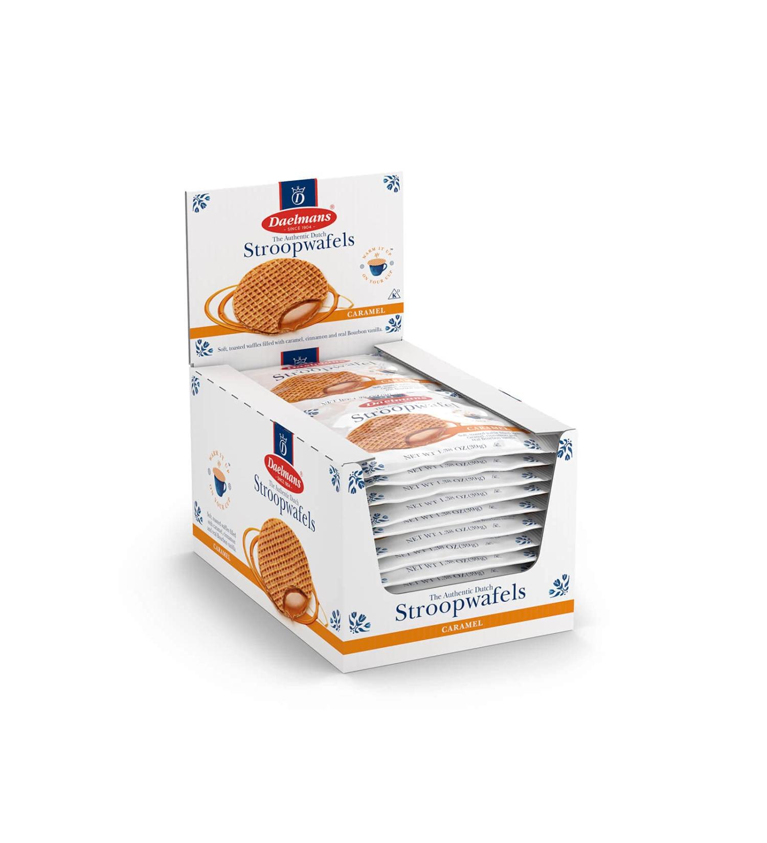 DAELMANS Stroopwafels - Authentic Dutch Waffles with Soft Toasted Caramel - Office Snack Jumbo Size - Kosher Dairy - Made In Holland - 24 Pack of 1.38oz Stroopwafels - Buy Online on SooperMarket.com