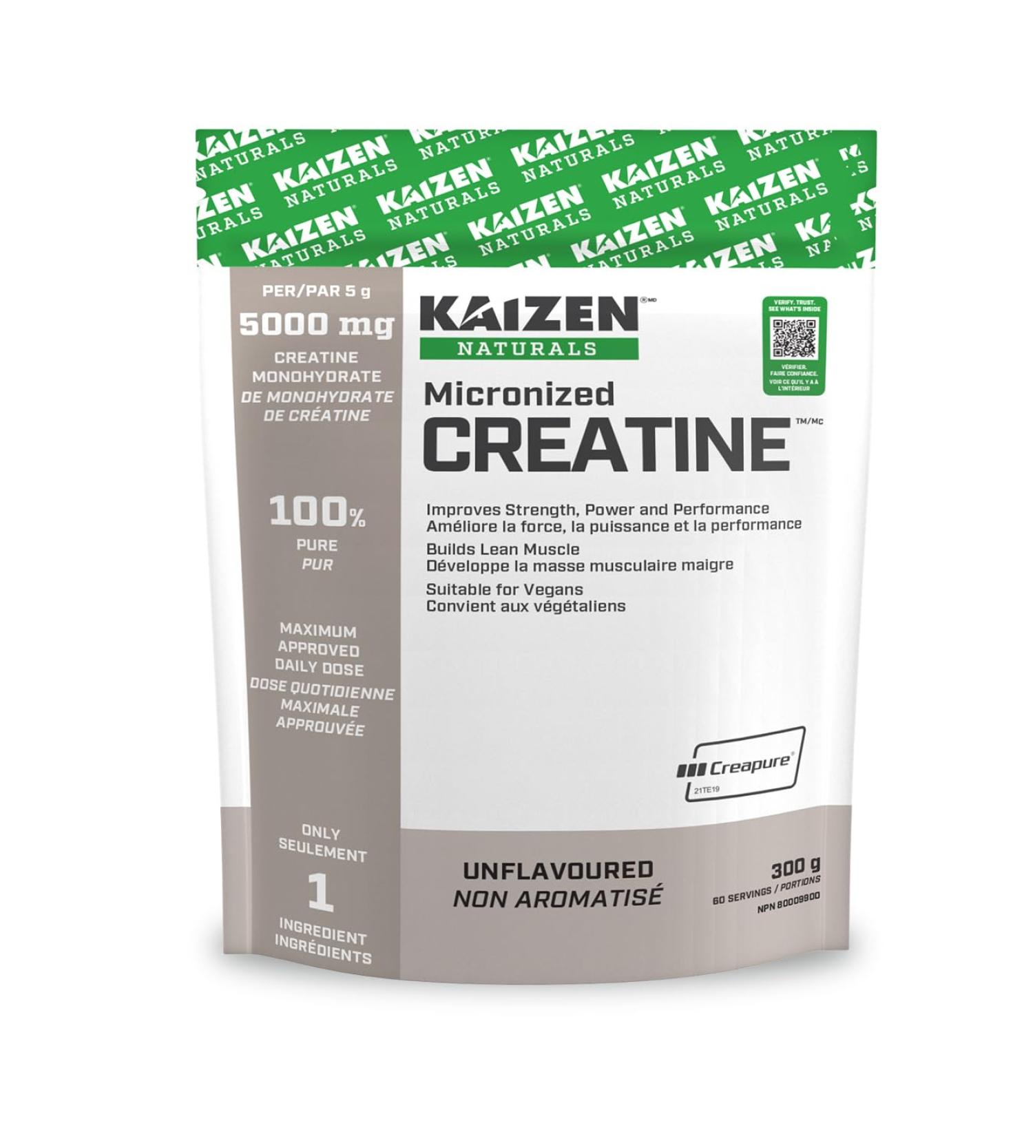 Kaizen Naturals Micronized Creatine Monohydrate Unflavoured 300g Pouch - Buy Online on SooperMarket.com