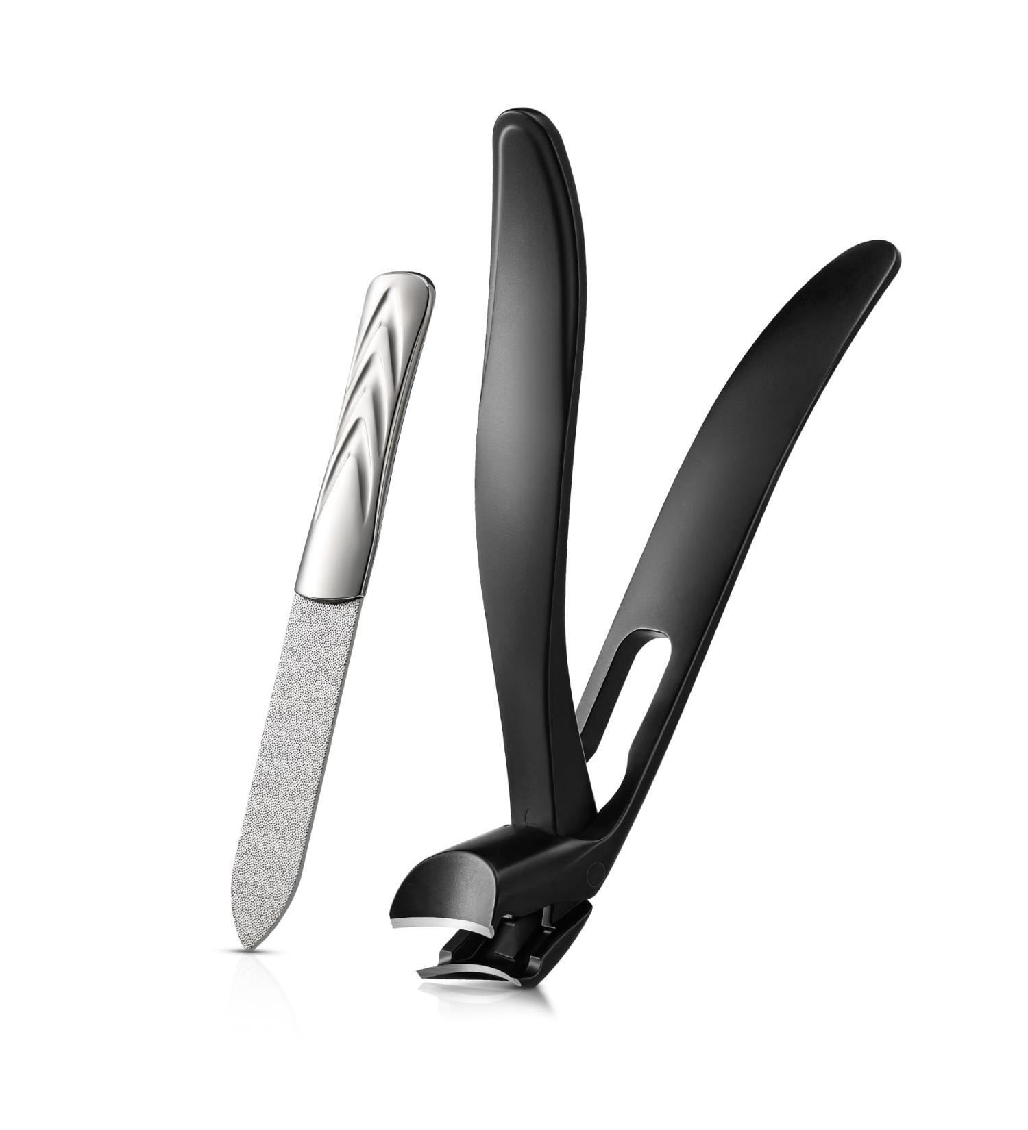 BEZOX Ergonomic Angled Head Precision Toenail Clipper for Senior Thick Nails - Large Finger Nail Clippers with Metal Nail File - Men and Women - Large Black - Buy Online on SooperMarket.com