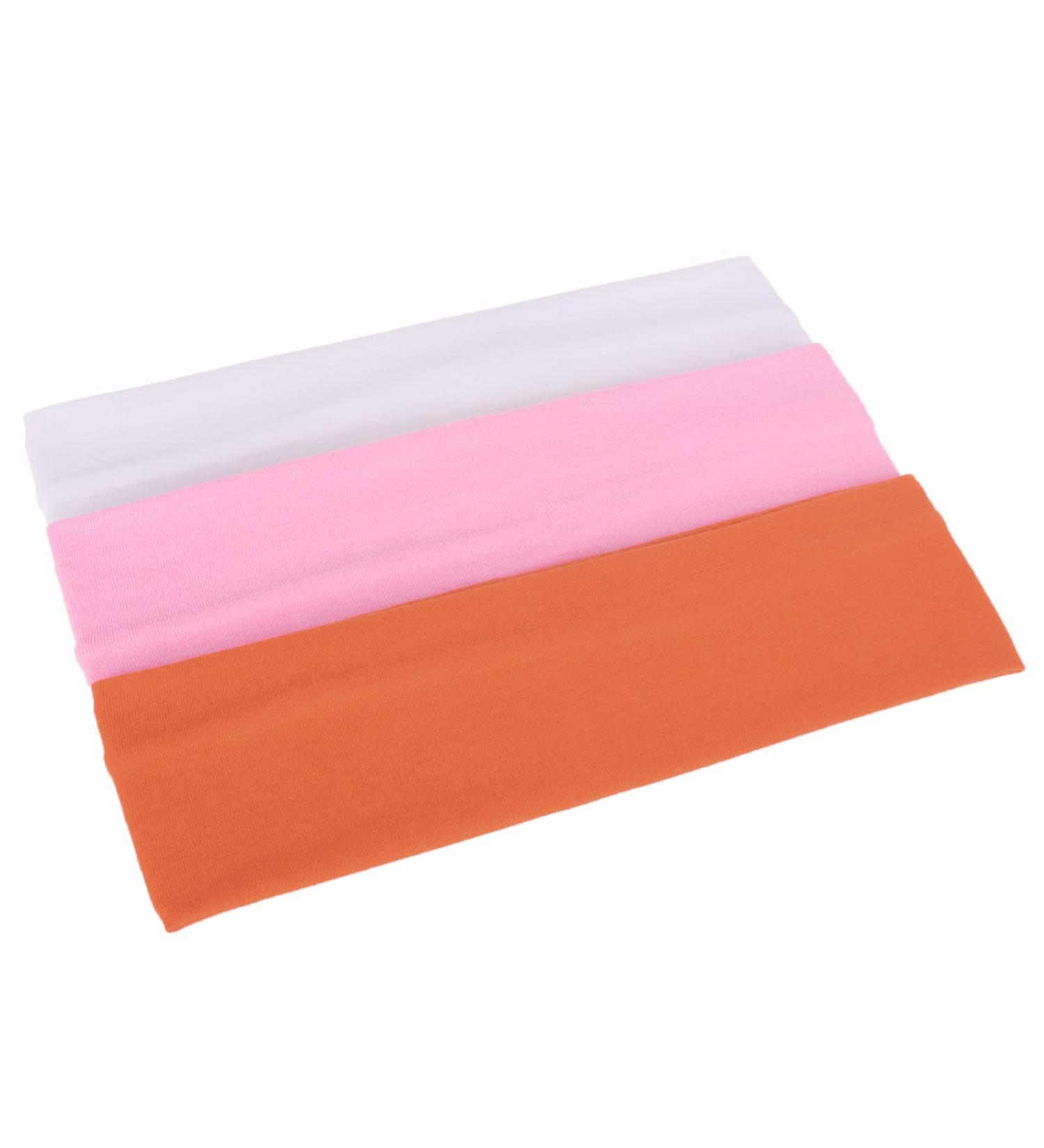Buy MapofBeauty 3 Pack Yoga Headbands - Stretchy Cotton Hair Wraps for Sport & Exercise (White Pink Orange) - International Shipping Available - Buy Online on SooperMarket.com