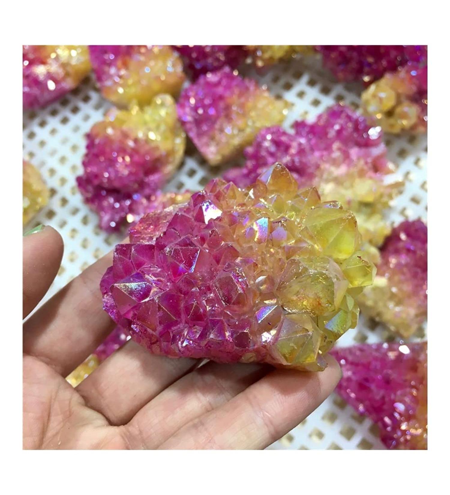 Natural Pink and Yellow Crystal Clusters electroplated mineralspecimens are Arranged Specimen Home Decorative Stone Collection a Home Collections (Size : 100-150g) - Buy Online on SooperMarket.com