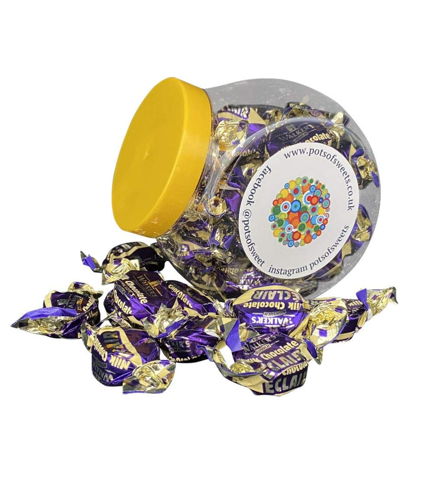 250g Cookie Jar of Walkers Individually Wrapped Walkers Milk Chocolate Eclairs