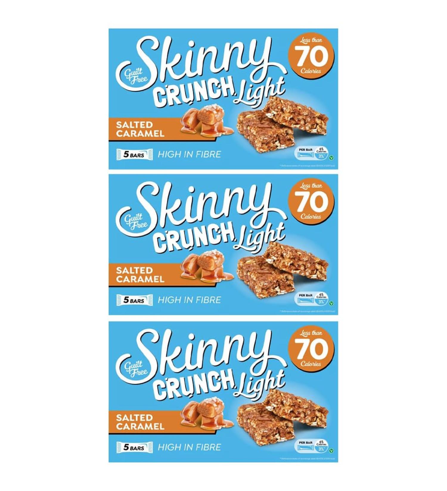 3 x 5pk Salted Caramel Bars Crunchy Low 70 calories Light Breakfast Snack Biscuits