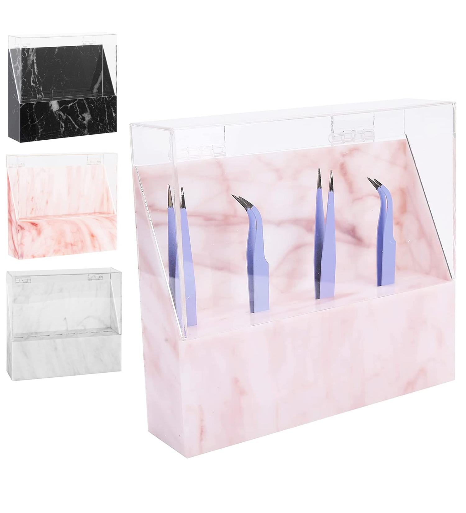 Tweezer Holder Stand for Eyelash Extensions | 8-Slot Lash Tweezer Stand with Cover | Salon & Home Lash Extension Organizer - Pink - Buy Online on SooperMarket.com