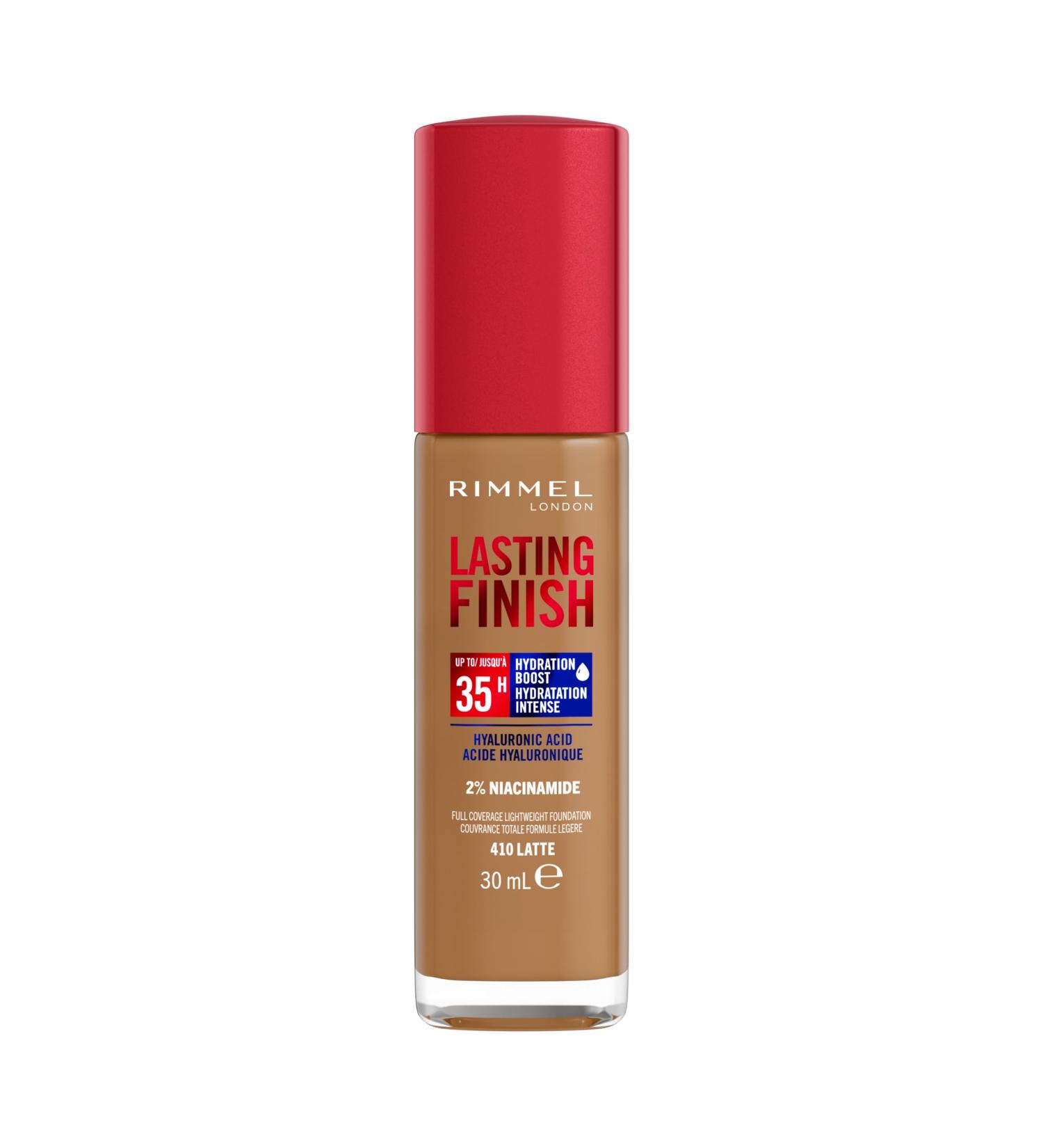 Rimmel London - Lasting Finish 35 Hour Foundation Long-Wearing Hydrating Vegan Formula Full-Coverage - Latte 1 count (Pack of 1) Latte - 410 - Buy Online on SooperMarket.com