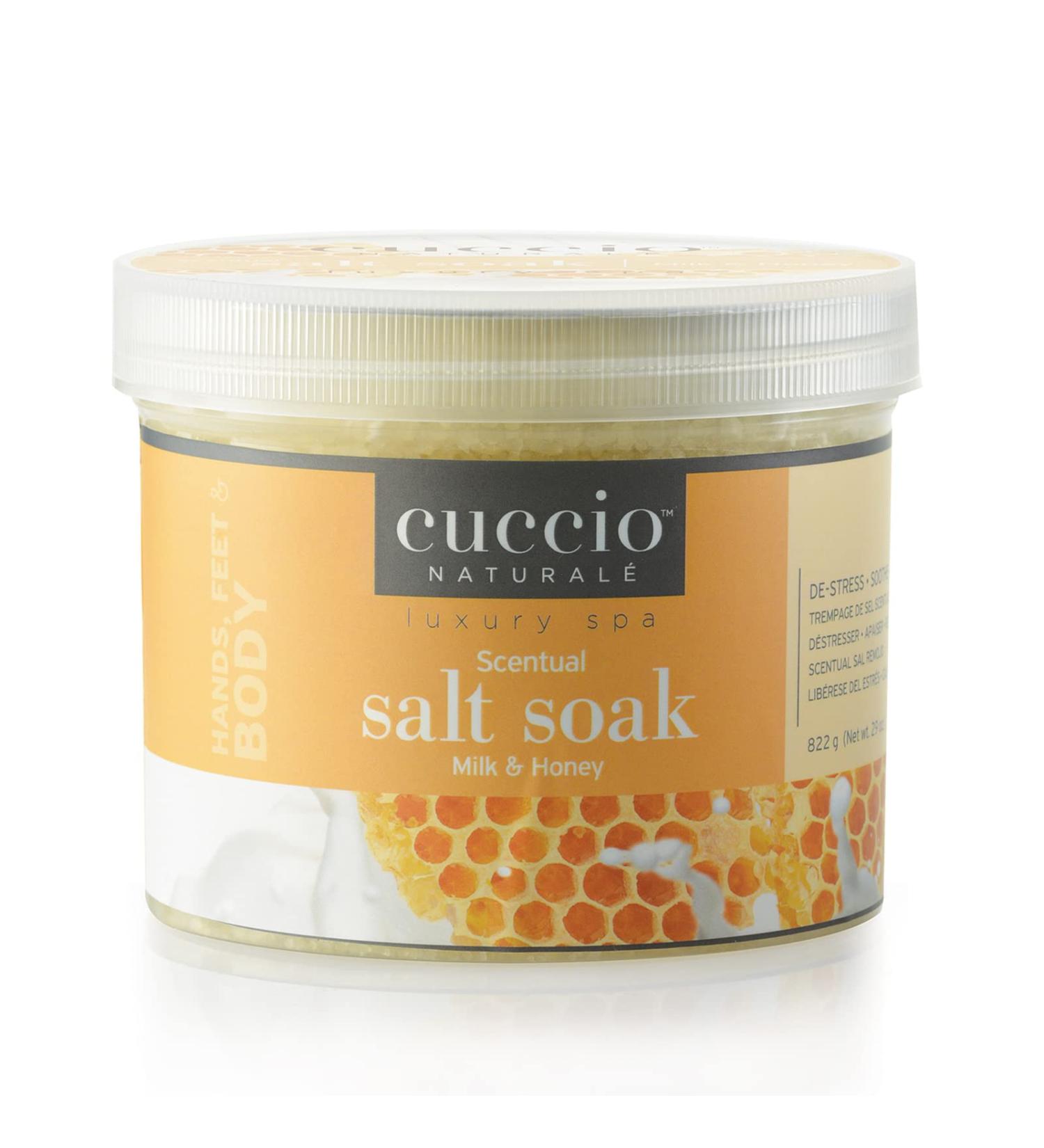 Cuccio Naturale Scentual Salt Soak - Invigorating Salts With An Irresistible Scent - Rejuvenate And Soothe Tired Feet - Softens And Leaves The Skin Fresh And Clean - Milk And Honey - 29 Oz