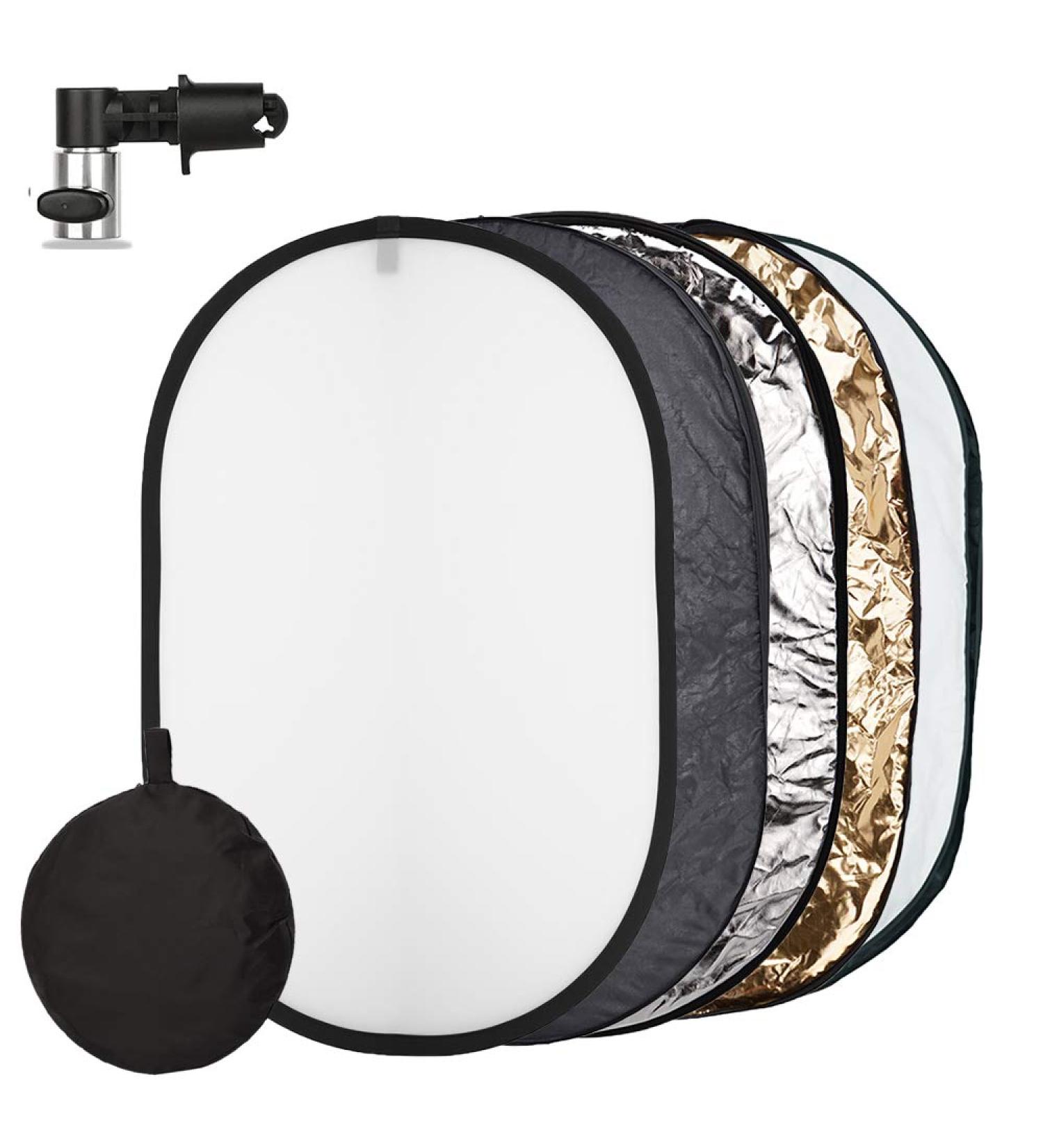 Photo Light Reflector 24x36 Inches 5-in-1 Diffuser Kit with Holder Clips - Translucent, Silver, Gold, White, Black - for Studio & Outdoor Photography - Buy Online on SooperMarket.com