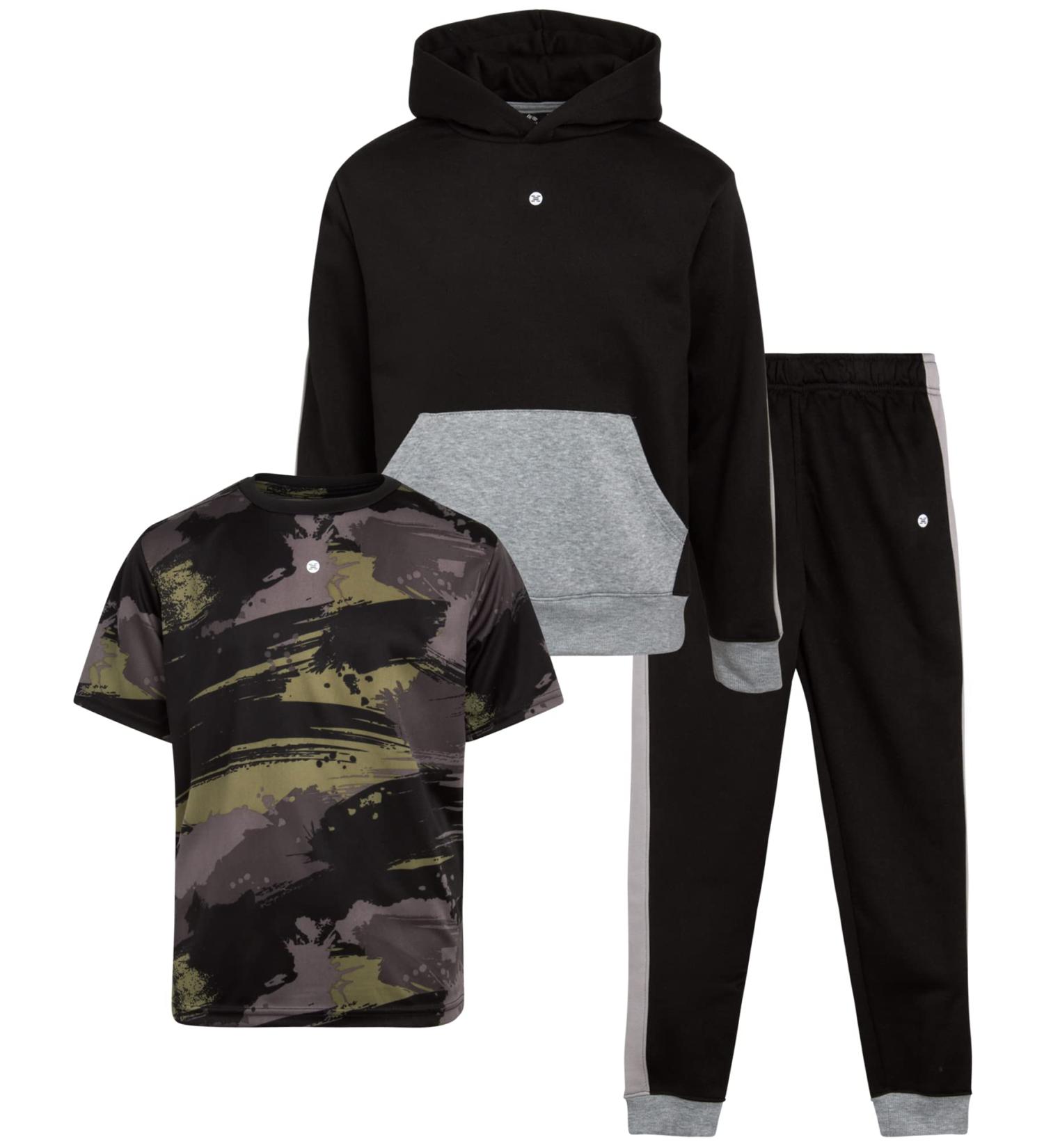 RBX Boys' 3-Piece Jogger Set - Short Sleeve T-Shirt, Fleece Sweatshirt, Sweatpants Black 12 - Buy Online on SooperMarket.com