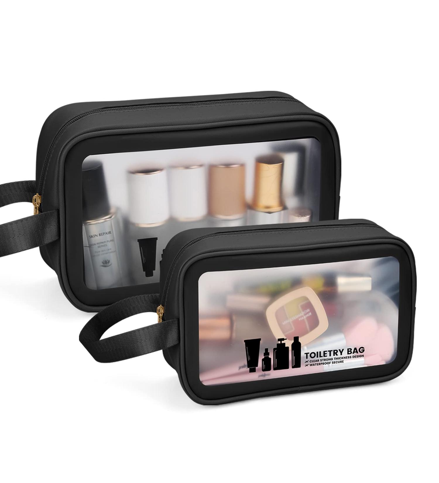 MAANGE Translucent Waterproof Toiletry Bag Set for Women and Men - 2 PC Makeup Organizer for Travel - Medium + Small Sizes - Buy Online on SooperMarket.com