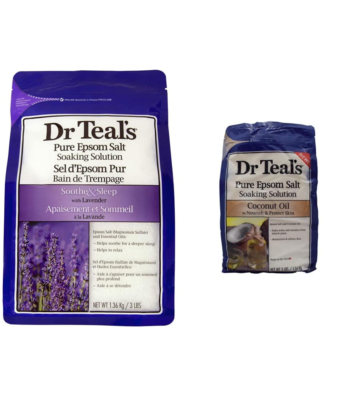 Dr Teal's Epsom Salt | Lavender 1.36 kg + Coconut Oil 1.36 kg - Buy Online on SooperMarket.com