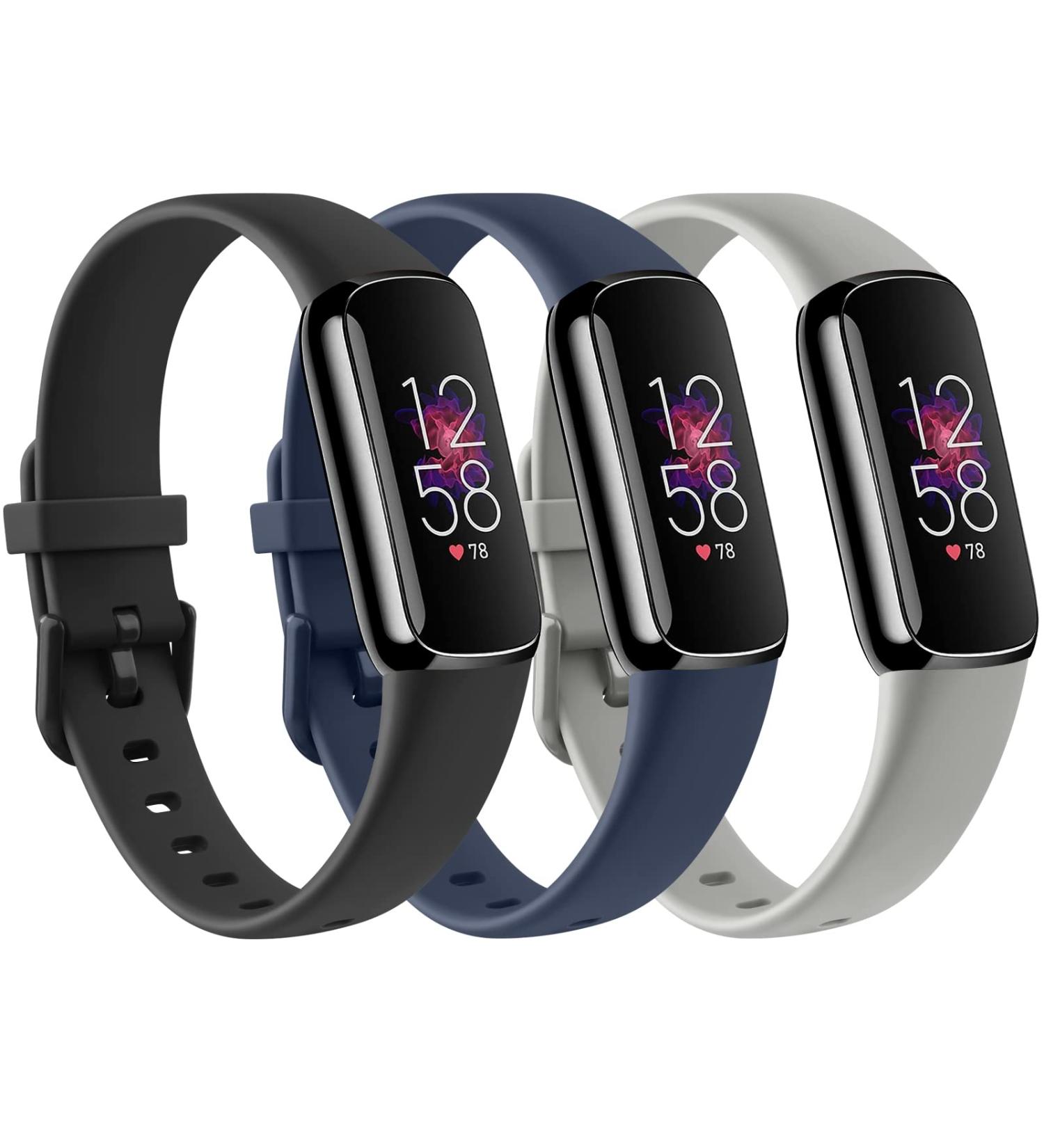 Funeng 3 Pack Silicone Bands for Fitbit Luxe - Large Black/Navy Blue/Gray - Sport Replacement Wristbands for Men and Women - Buy Online on SooperMarket.com