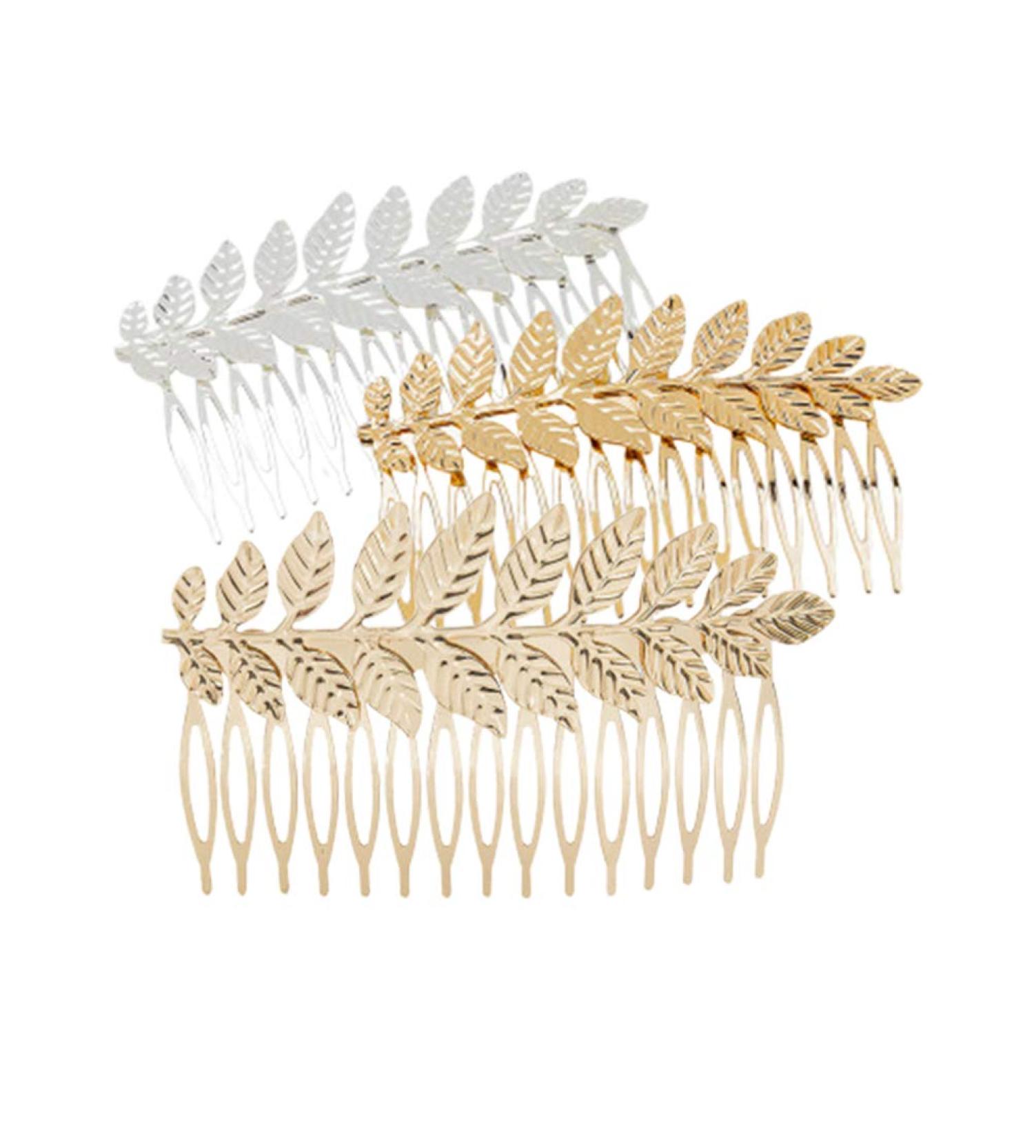 Minkissy 3-Piece Wedding Hairpin Set - Decorative Leaf Bride Accessories in Gold Silver & Rose Gold - Buy Online on SooperMarket.com