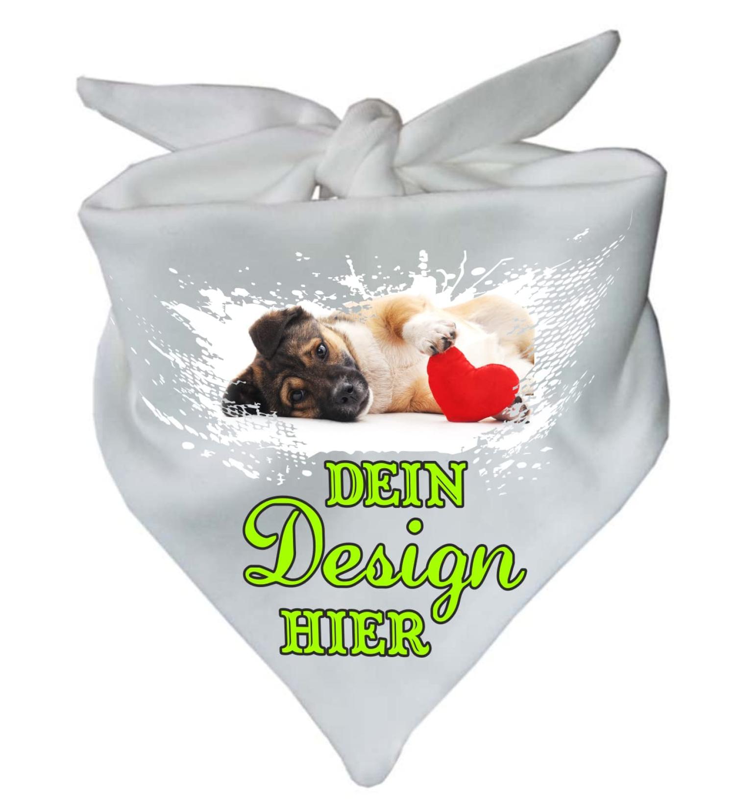 Little Fratz dog triangular scarf personalized with your desired motif (color: white) (size 1 (55 cm)) 55 x 18 white
