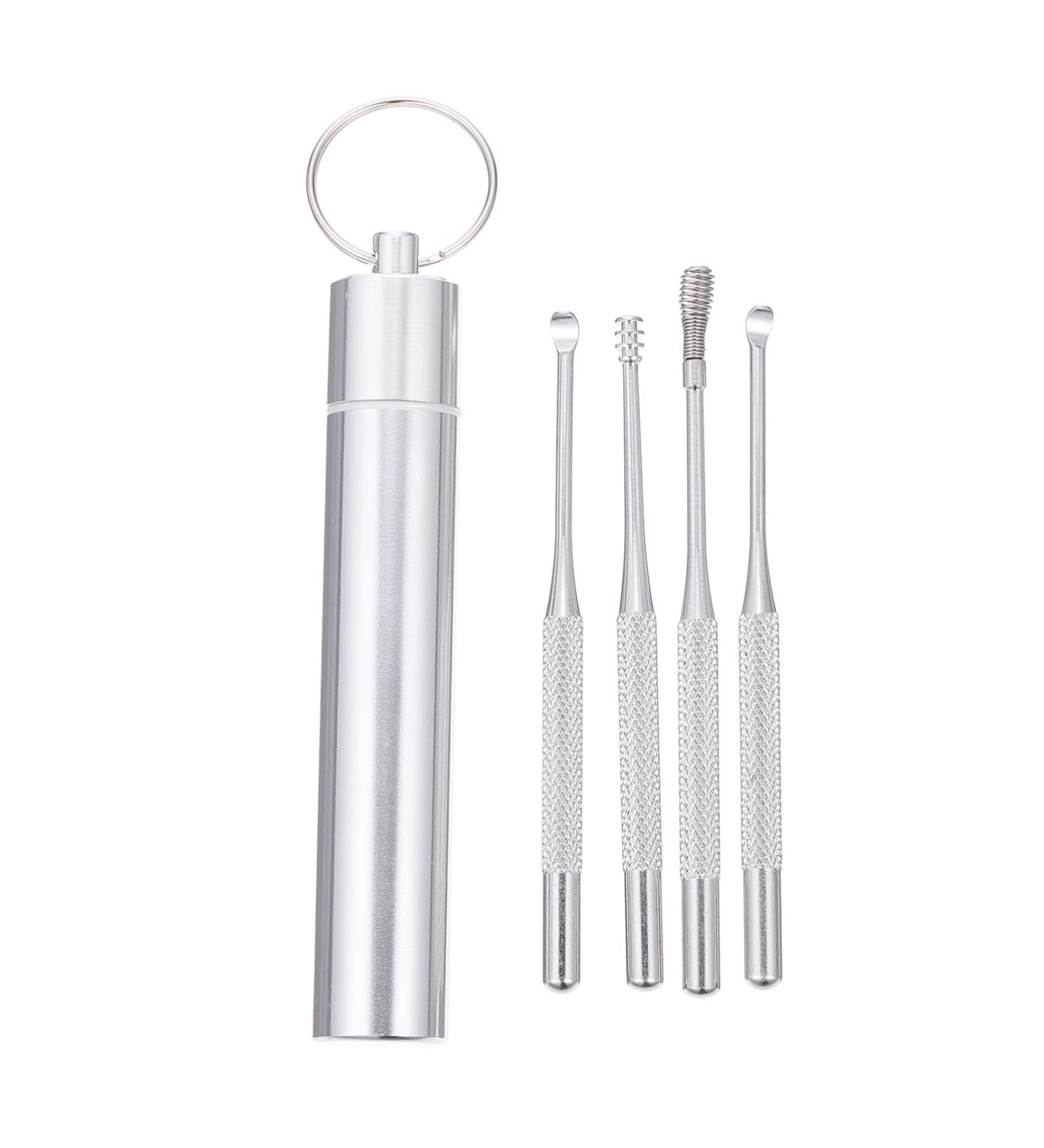Stainless Steel Earwax Removal Kit for Kids and Adults - Ear Curette Tool Set for Safe and Efficient Ear Cleaning - Silver 9.5X1.8CM - Buy Online on SooperMarket.com
