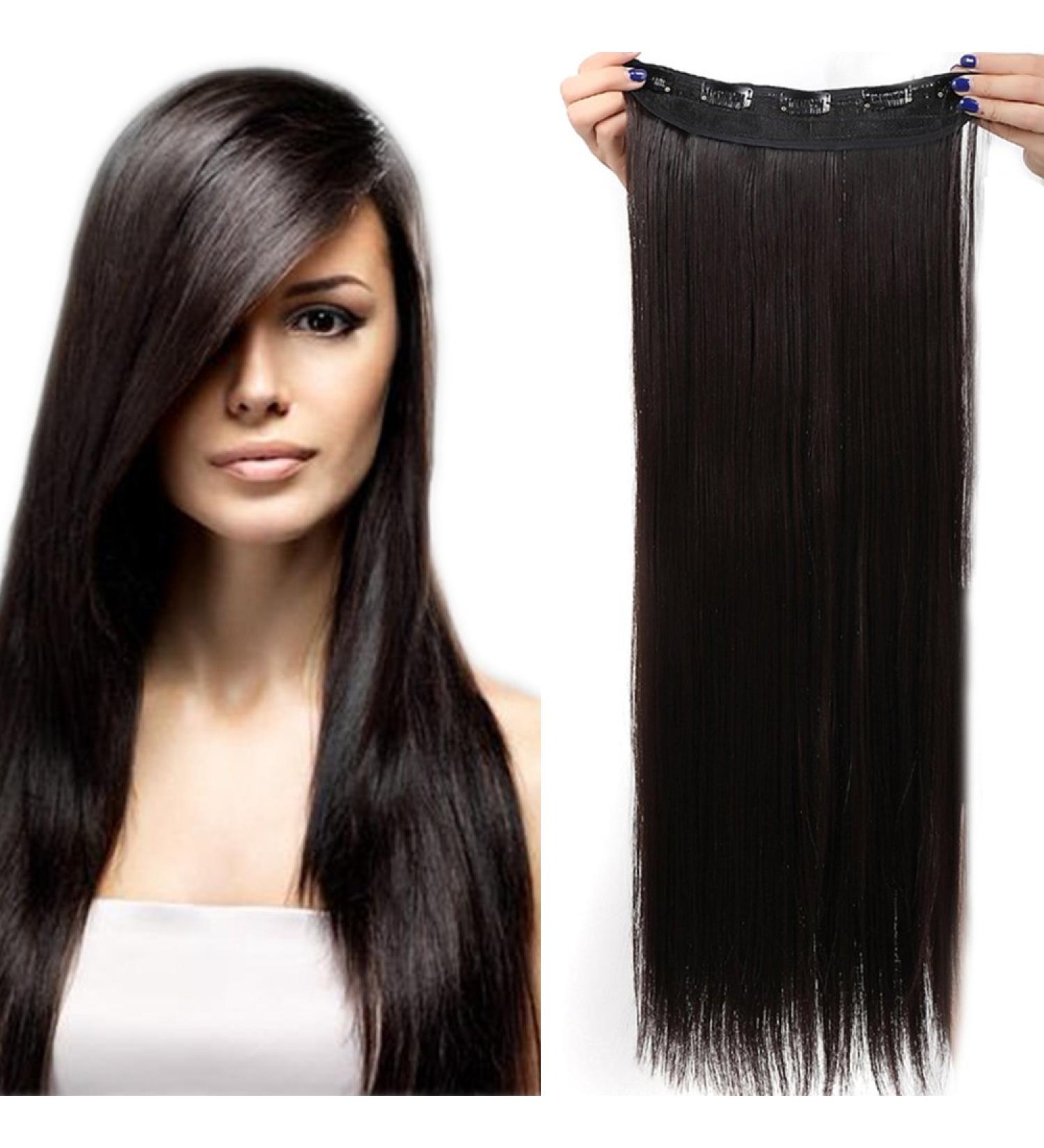 SEGO 58cm Dark Brown Clip-In Hair Extensions | 5 Clips | 100% Human Hair | Realistic Smooth Texture | Whole Head 23-120g - Buy Online on SooperMarket.com