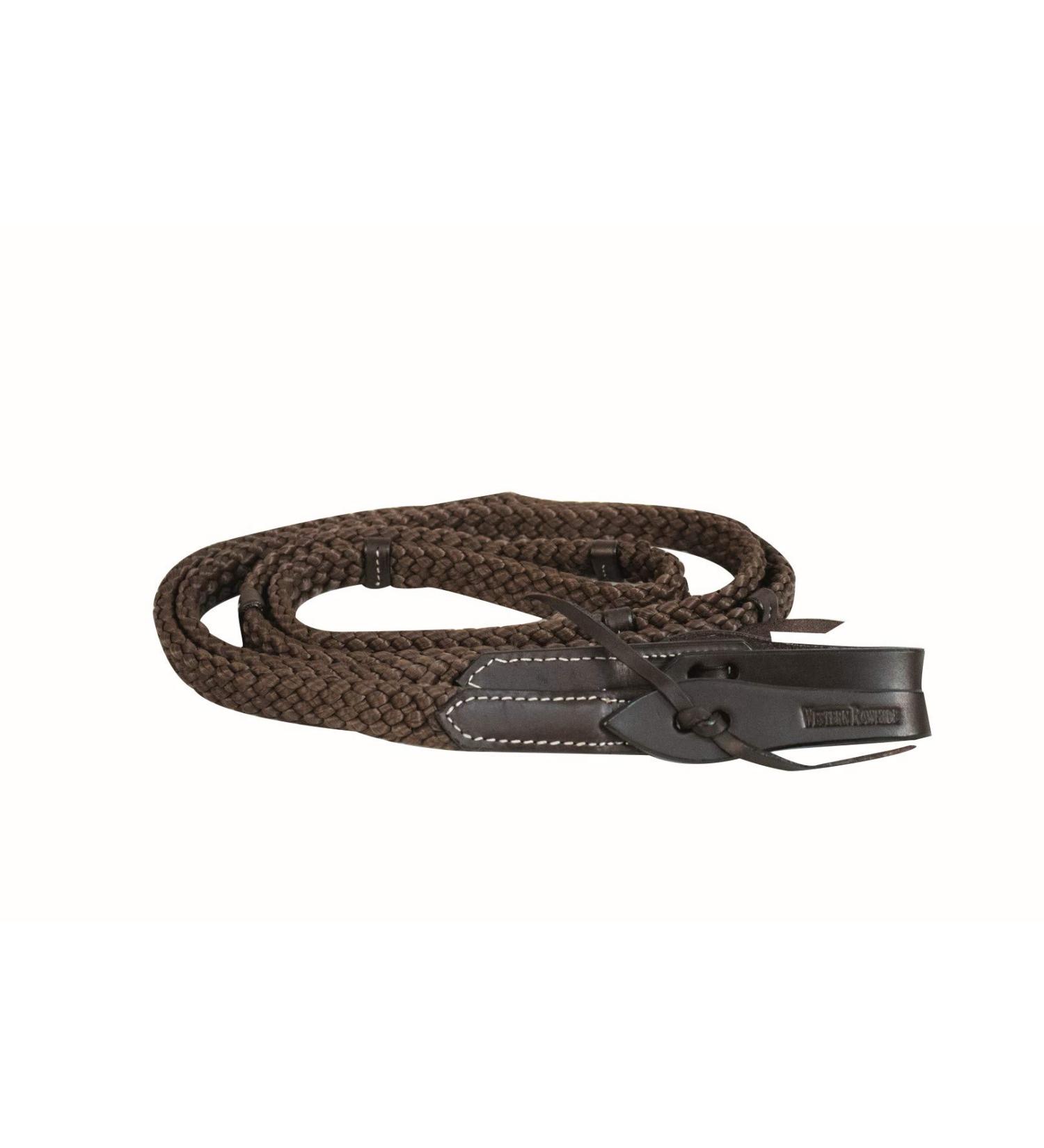 Jim Taylor by Western Rawhide Soft Touch Roping Reins with Waterloops Dark Brown 9ft