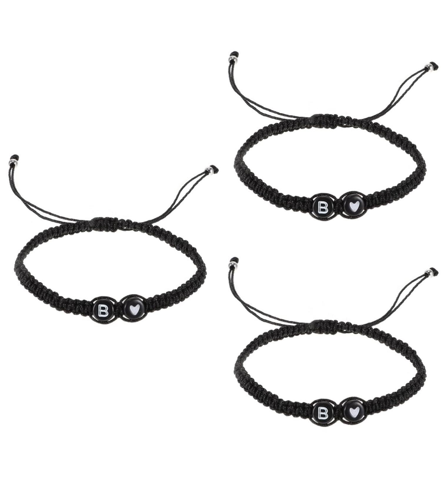SHERCHPRY 3pcs Black and White Heart Bracelet rope bracelets heart bracelet for couples Beads Heart Bracelet Matching friendship bracelet lovers universal black rope the Letter Is Acrylic - Buy Online on SooperMarket.com