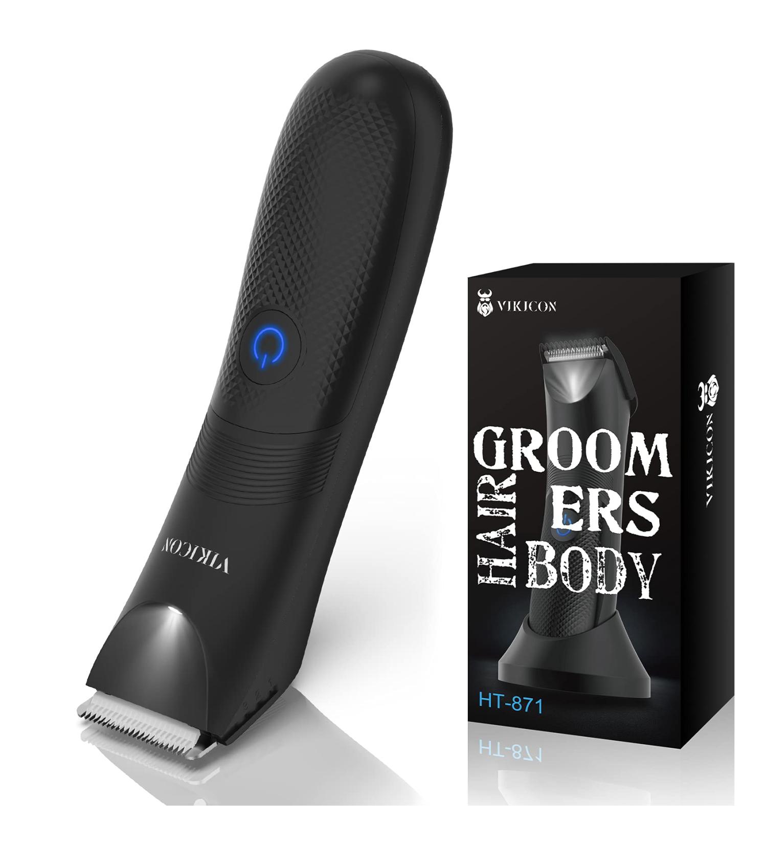 VIKICON Electric Body Trimmer & Shaver for Men - Pubic Hair Groomer with Ceramic Blade, Waterproof, USB Charging - Black - Buy Online on SooperMarket.com