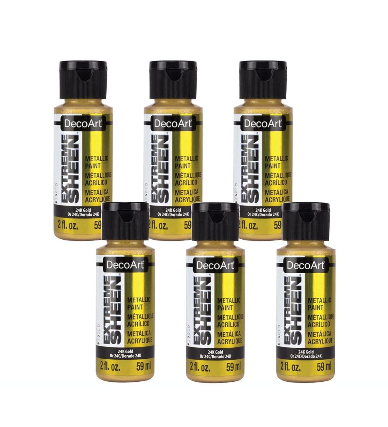 DecoArt Extreme Sheen 24K Gold Metallic Acrylic Paint 2 Fl. Oz. Bottle (Pack of 6) 2 Fl Oz (Pack of 6) 24K Gold - Buy Online on SooperMarket.com