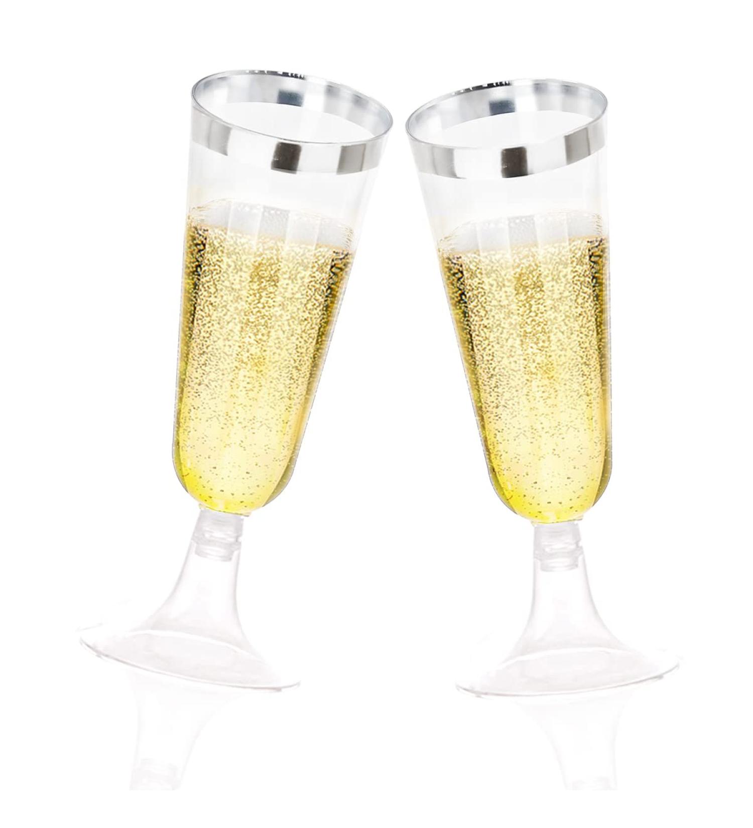 NOCCUR 60 Pack 5OZ Silver Plastic Champagne Flutes - Premium Quality Glasses for Wedding & Party - Buy Online on SooperMarket.com