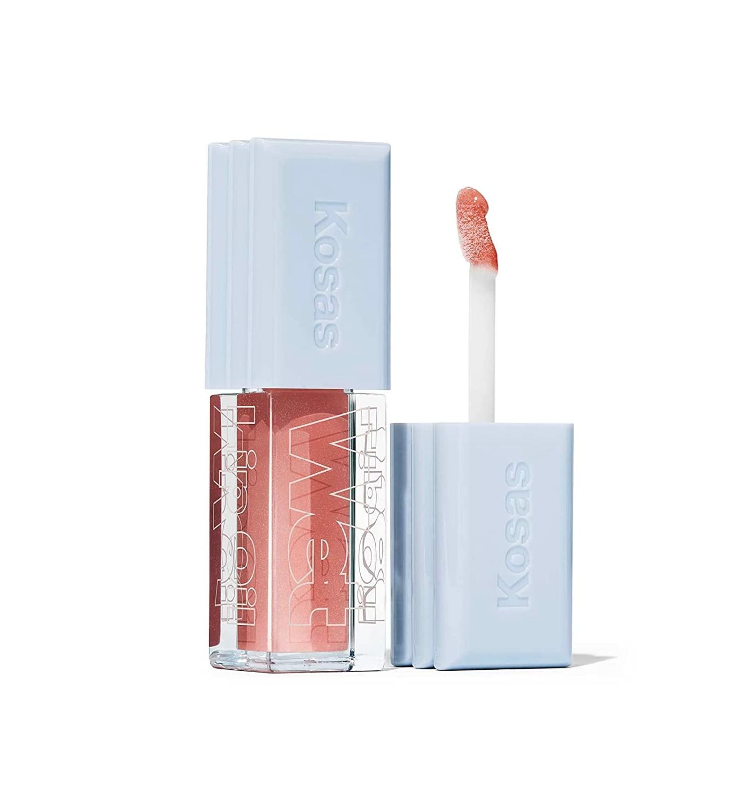 Kosas Wet Lip Oil Gloss - Hydrating Lip Plumping Treatment with Hyaluronic Acid & Peptides (Unhooked) - Buy Online on SooperMarket.com