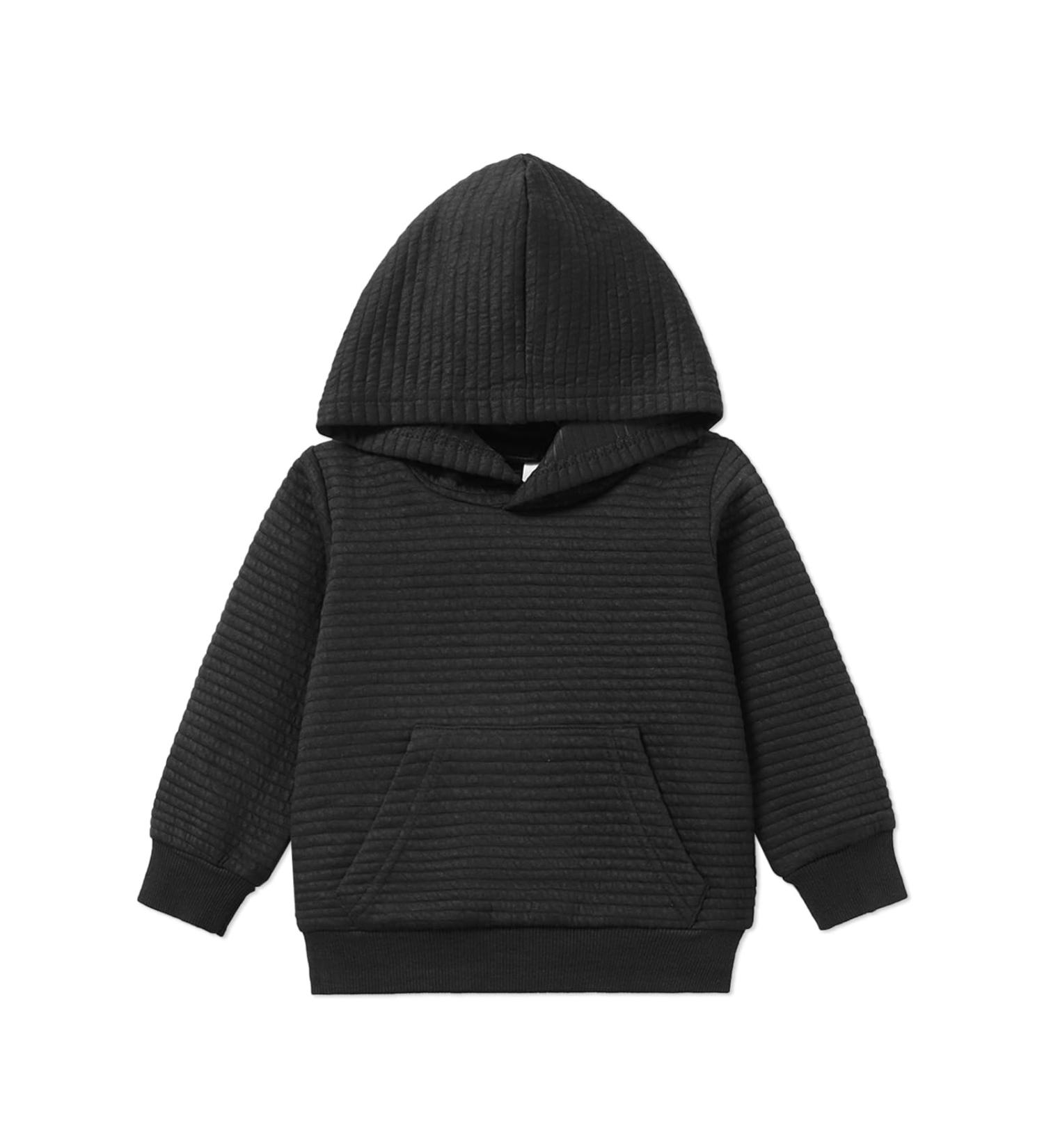 PatPat Toddler Hoodie - Solid Textured Hooded Sweatshirt with Pocket, 3-4 Years, Black - Buy Online on SooperMarket.com