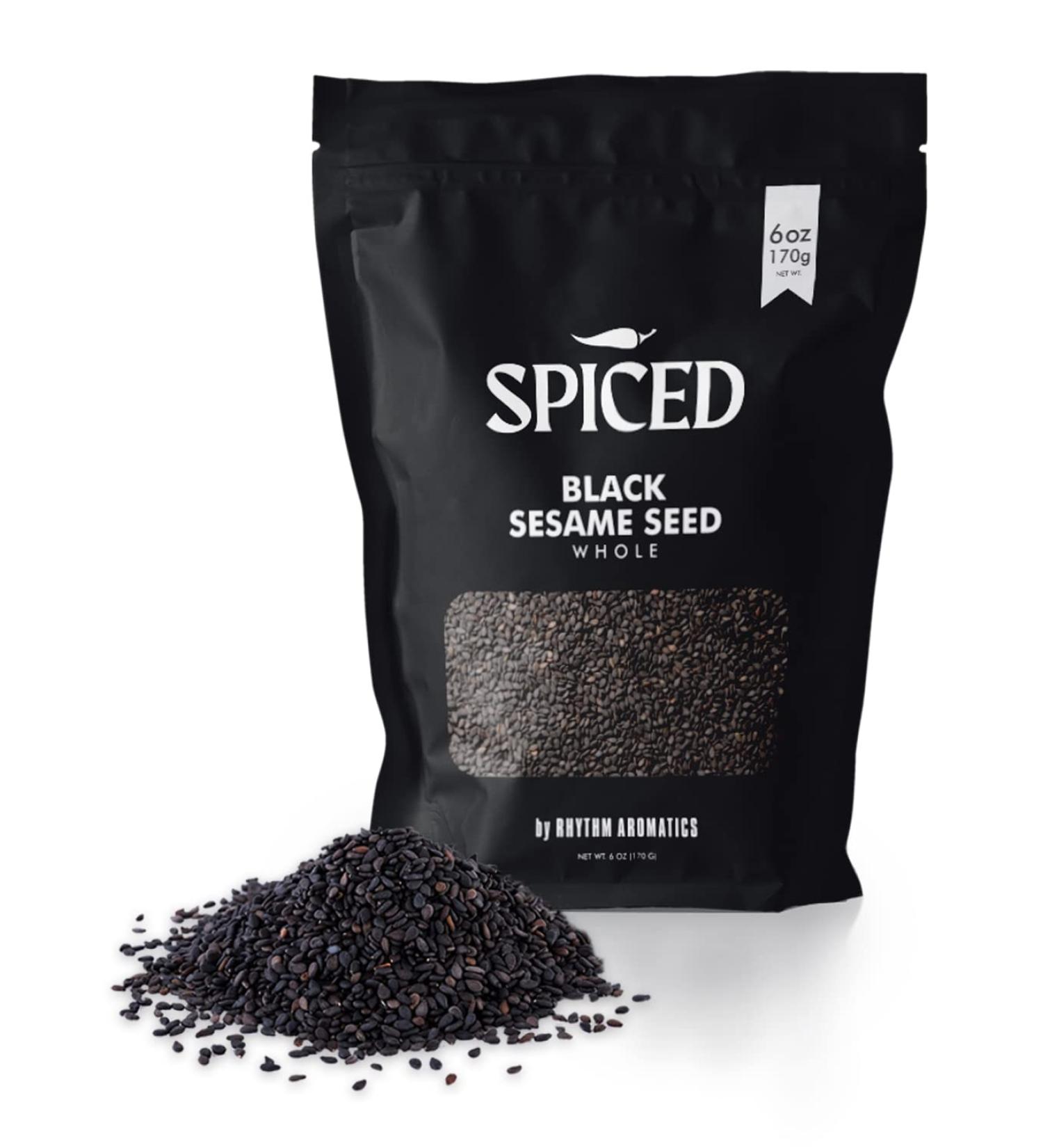6 oz Spiced Black Sesame Seeds - Whole Raw Sesame Seeds for Toasting, Baking, Cooking, Garnishing - Buy Online on SooperMarket.com