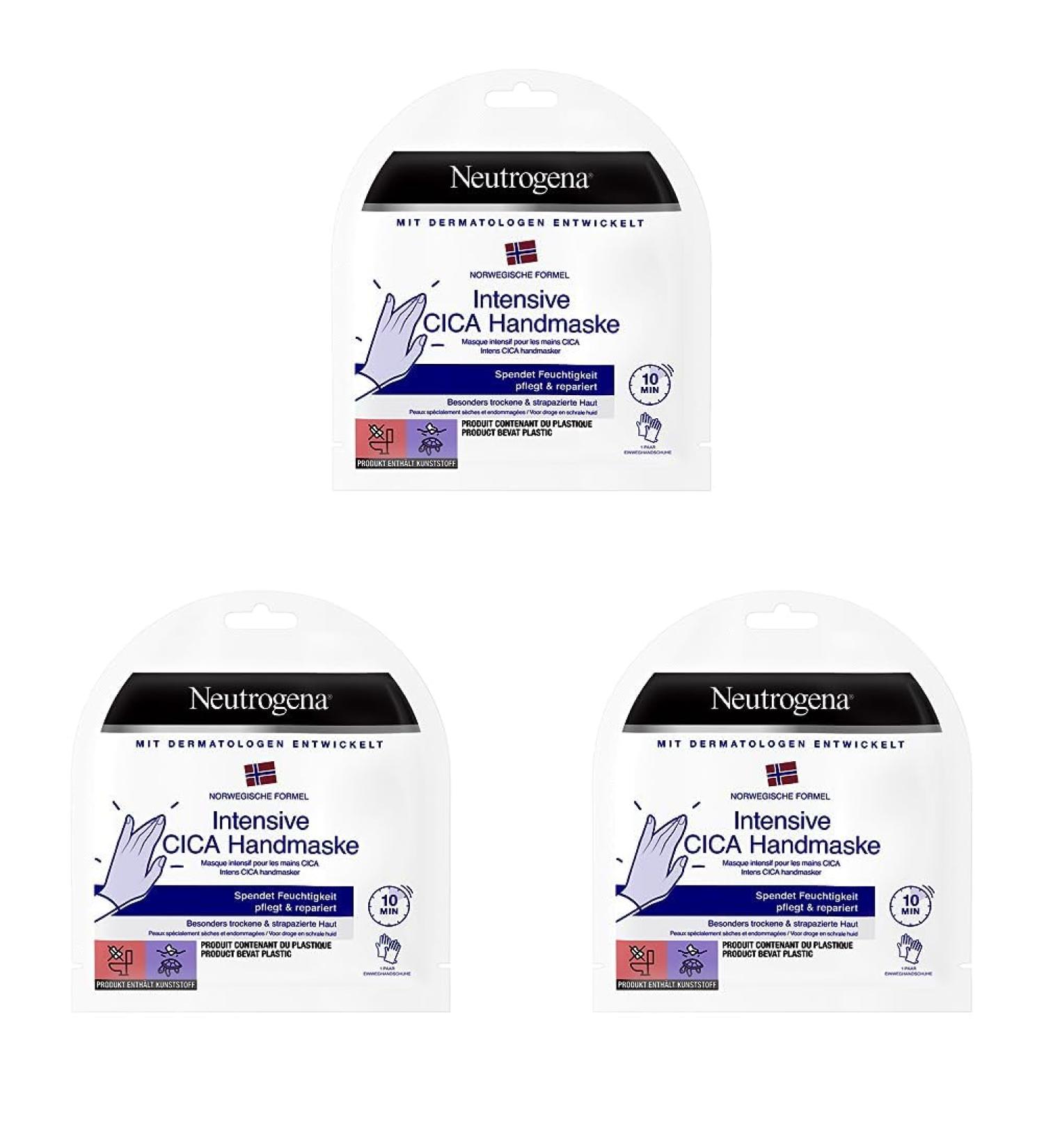 Neutrogena Intensive CICA Hand Mask - 3 Pairs of Disposable Gloves & Hand Cream for Extra Dry Hands - International Shipping Available - Buy Online on SooperMarket.com