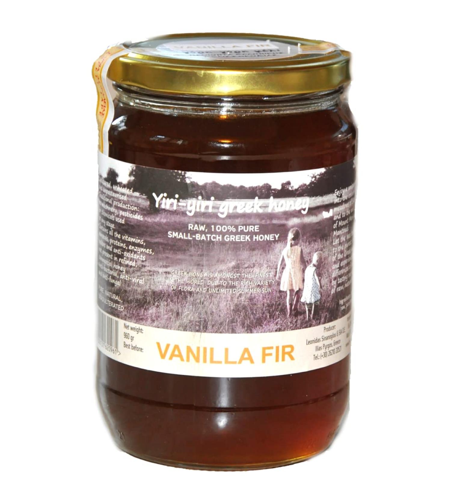YIRI YIRI GREEK HONEY RAW GREEK HONEY 100% PURE - VANILLA FIR 960g (VANILIAS) - the rarest of Greek honeys from the black fir forest of Mainalo.