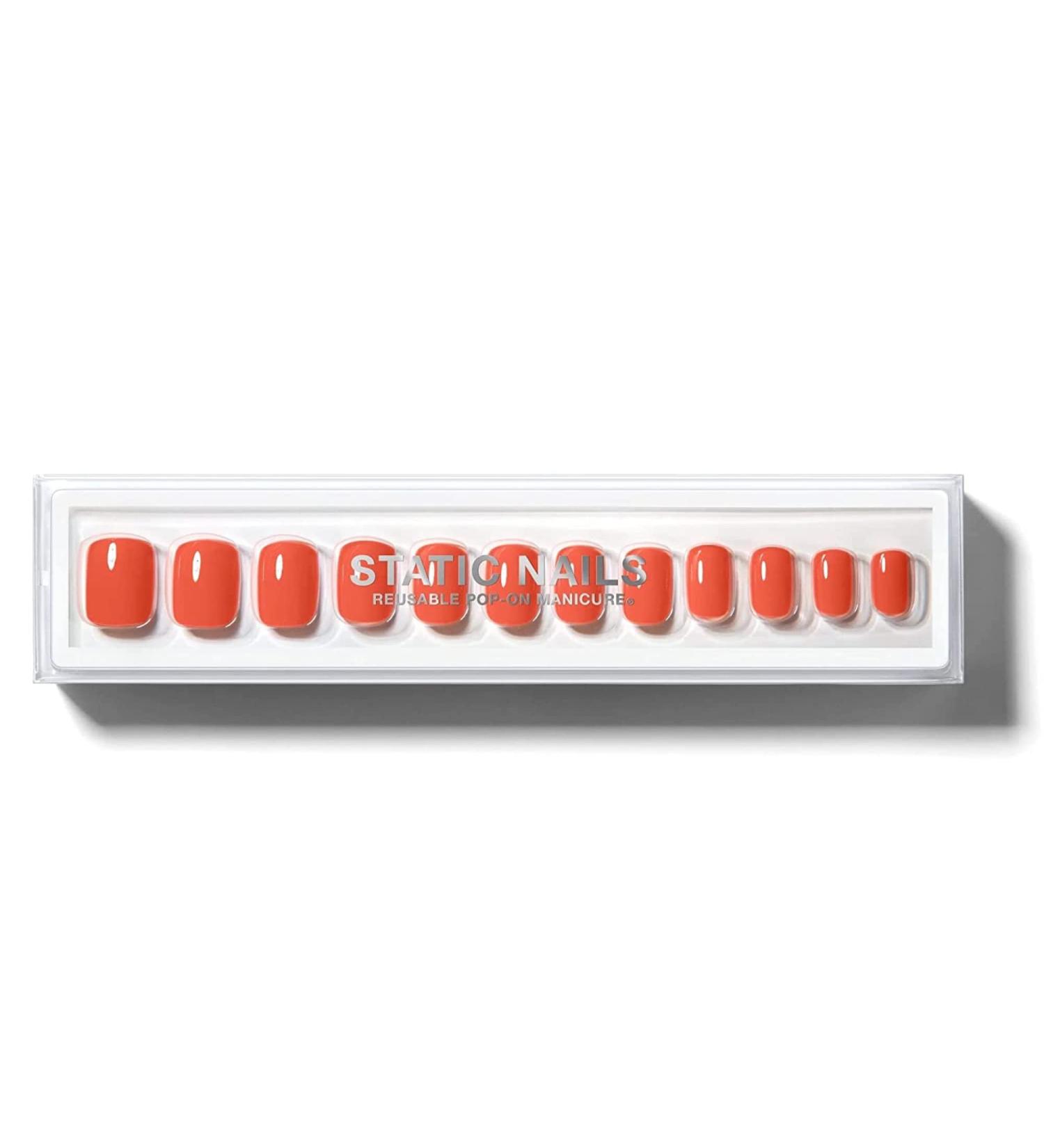 Static Nails Reusable Pop-On Manicure Set - Sunset Somewhere Square | Non-Damaging Glue-On Nails with Static Nail Glue | Fake Acrylic Press On Nails - Buy Online on SooperMarket.com