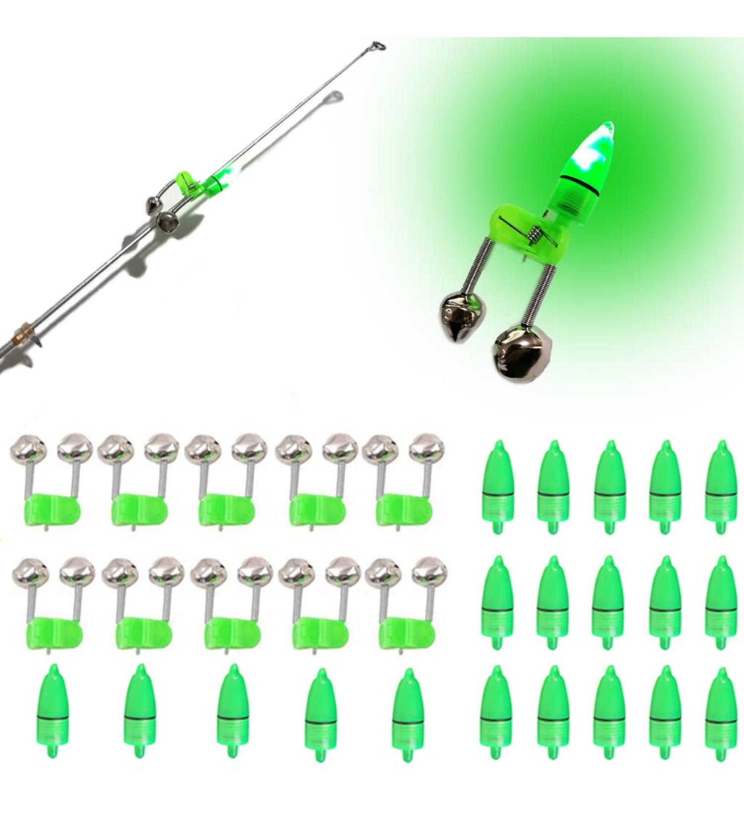 JZTang Fishing Bells with Lights - Set of 20 LED Night Fishing Lights & 10 Rod Bait Alarm Bells - Buy Online on SooperMarket.com